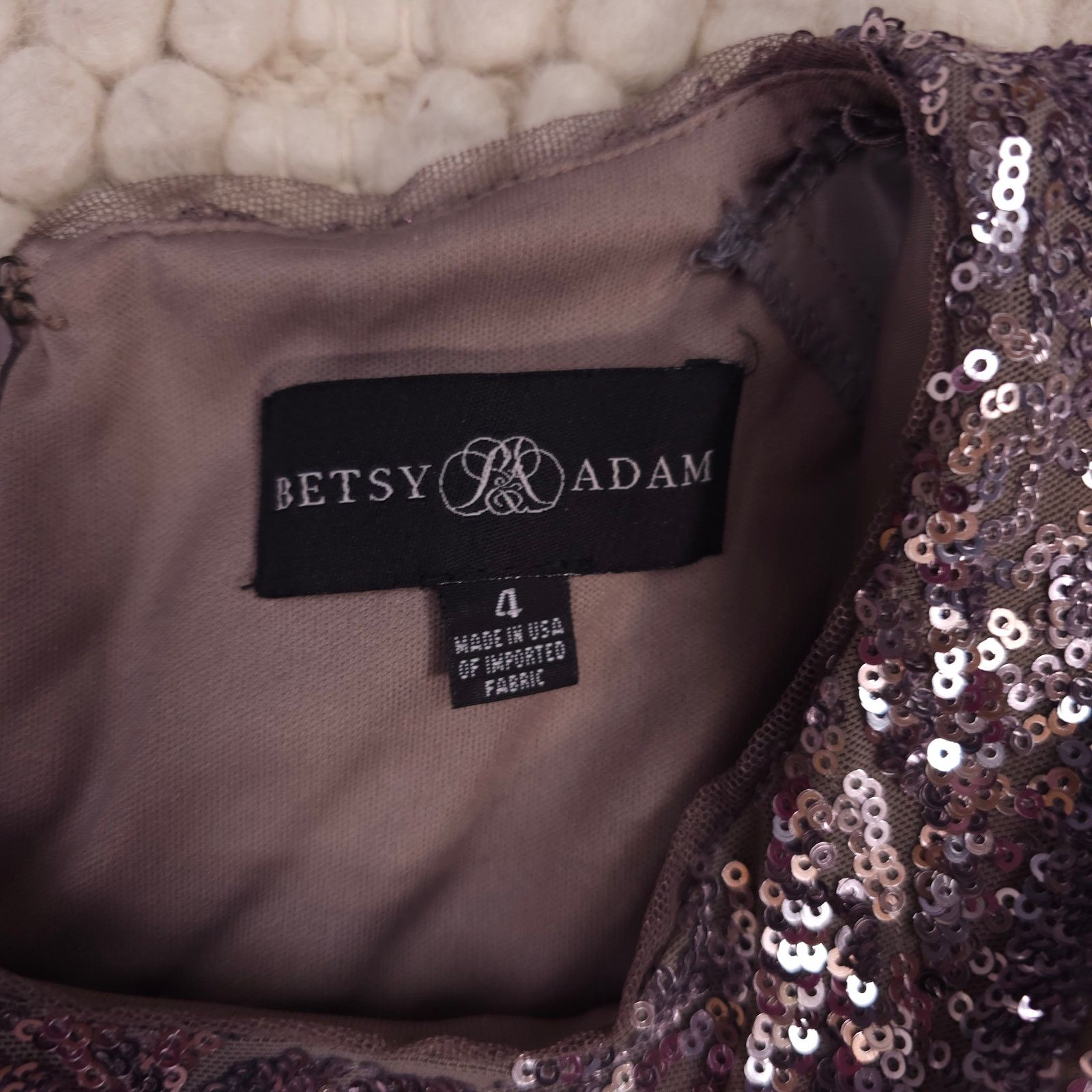 Other Betsy & Adam Long Sleeve Sequin Gown Taupe Sz 4 Size S / US 4 / IT 40 - 7 Thumbnail