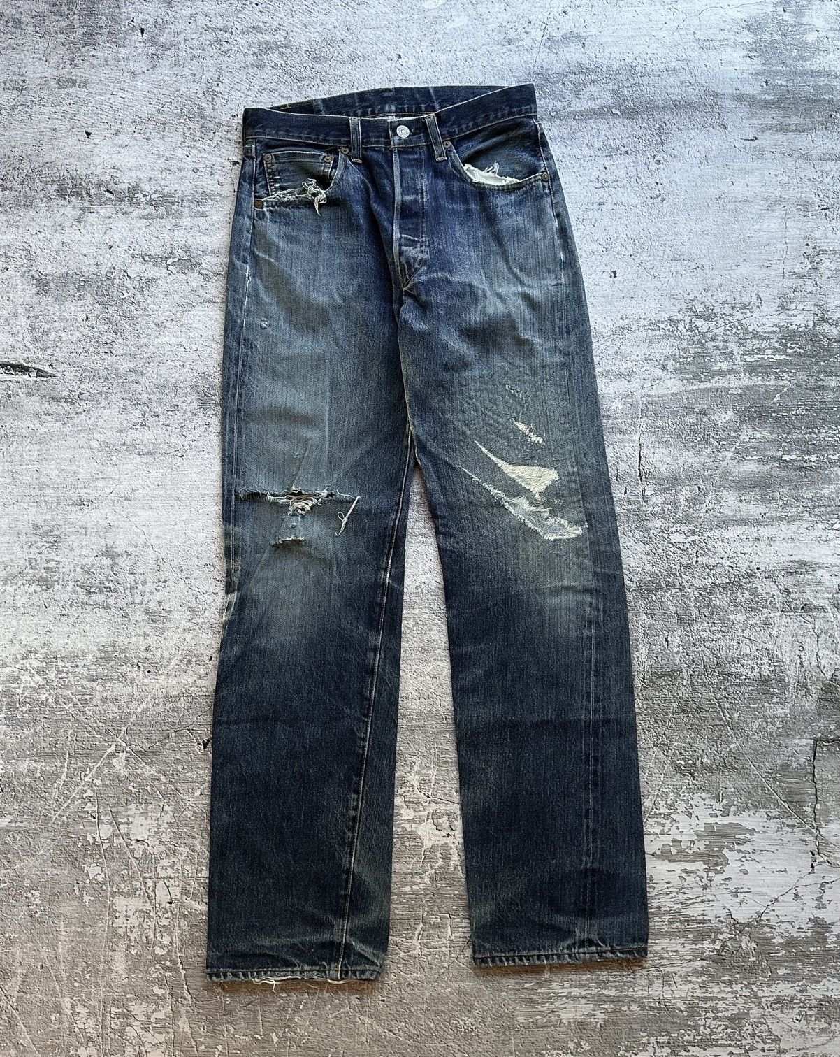 image of Levis x Vintage Levi’S 501Xx Slash Repair Denim in Indigo, Men's (Size 30)