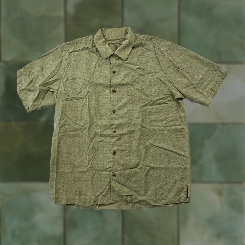 Tommy Bahama Tommy Bahama Shirt Mens Medium Green Geometric Short Sleeve Silk Button Up Size US M / EU 48-50 / 2 - 1 Thumbnail
