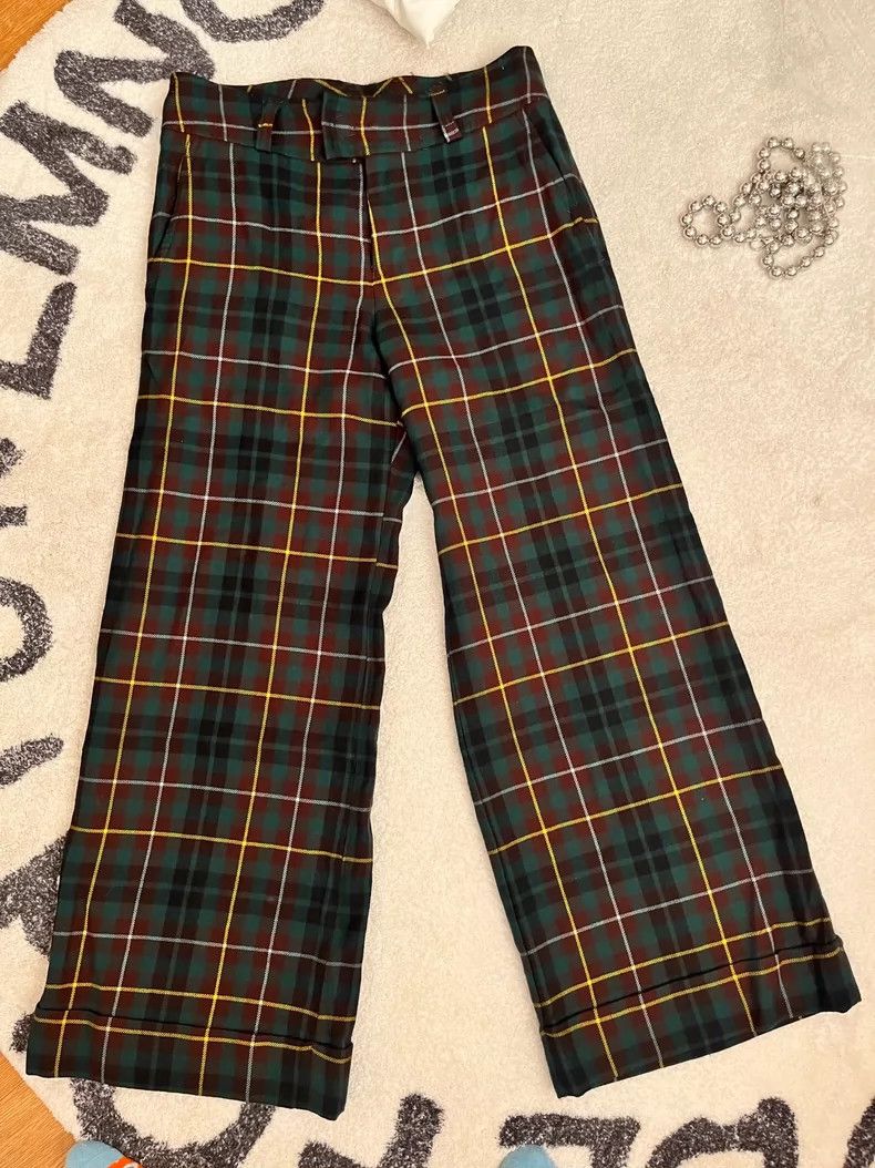 Comme des Garcons Comme Des Garcons size S Dark green checked wool wide-leg Size 24" / US 00 / IT 34 - 1 Thumbnail