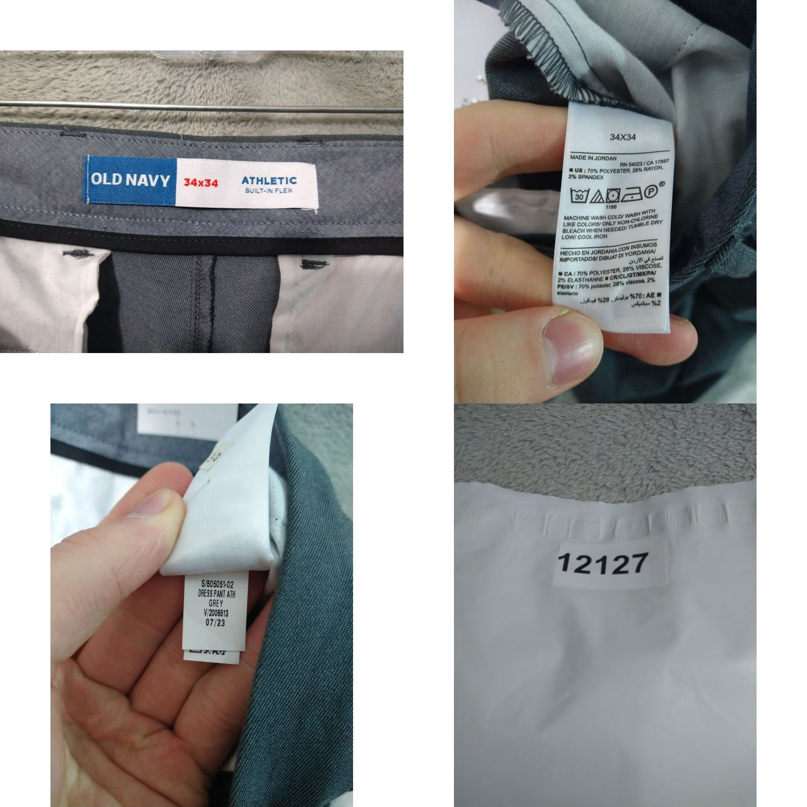 Old Navy Old Navy Pants Mens 34x34 Gray Chino Athletic Fit Mid Rise Flat Front Flex Polyester Spandex Solid Size US 34 / EU 50 - 8 Thumbnail