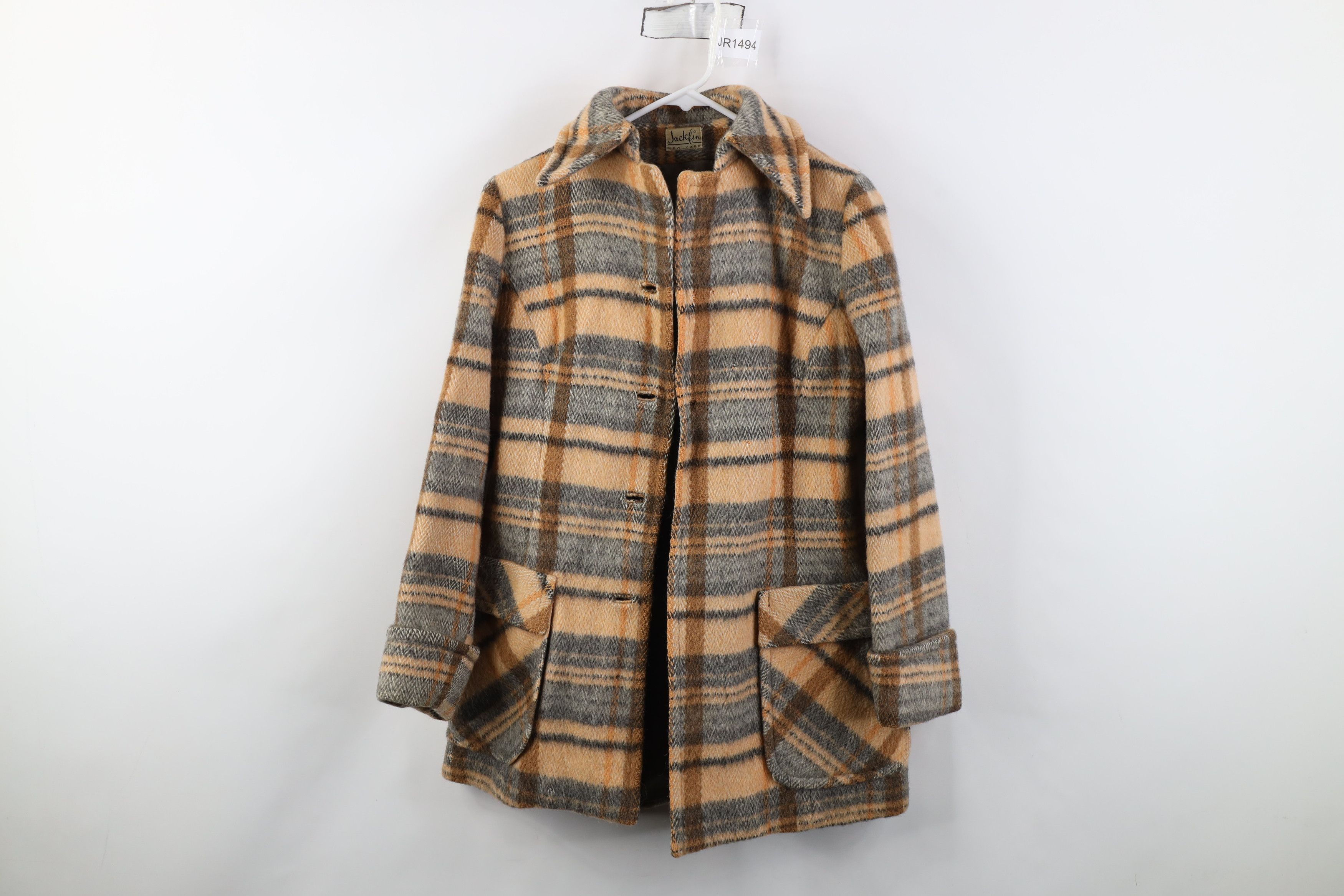 Vintage Vintage 60s 70s Streetwear Wool Collared Jacket Plaid USA Size M / US 6-8 / IT 42-44 - 1 Thumbnail