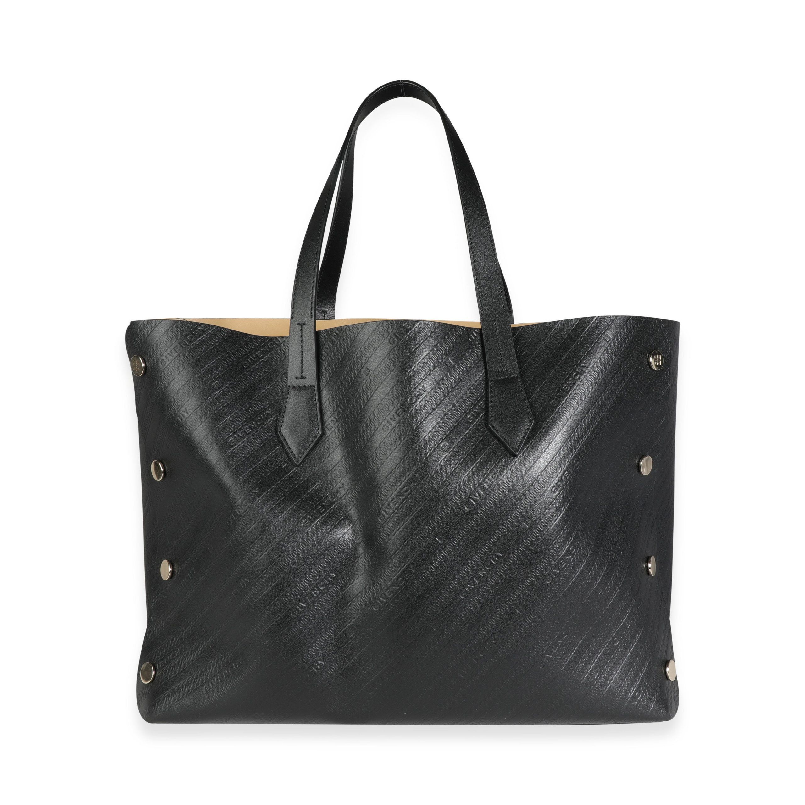 image of Givenchy Black Chain-Embossed Medium Bond Shopper Tote, Women's