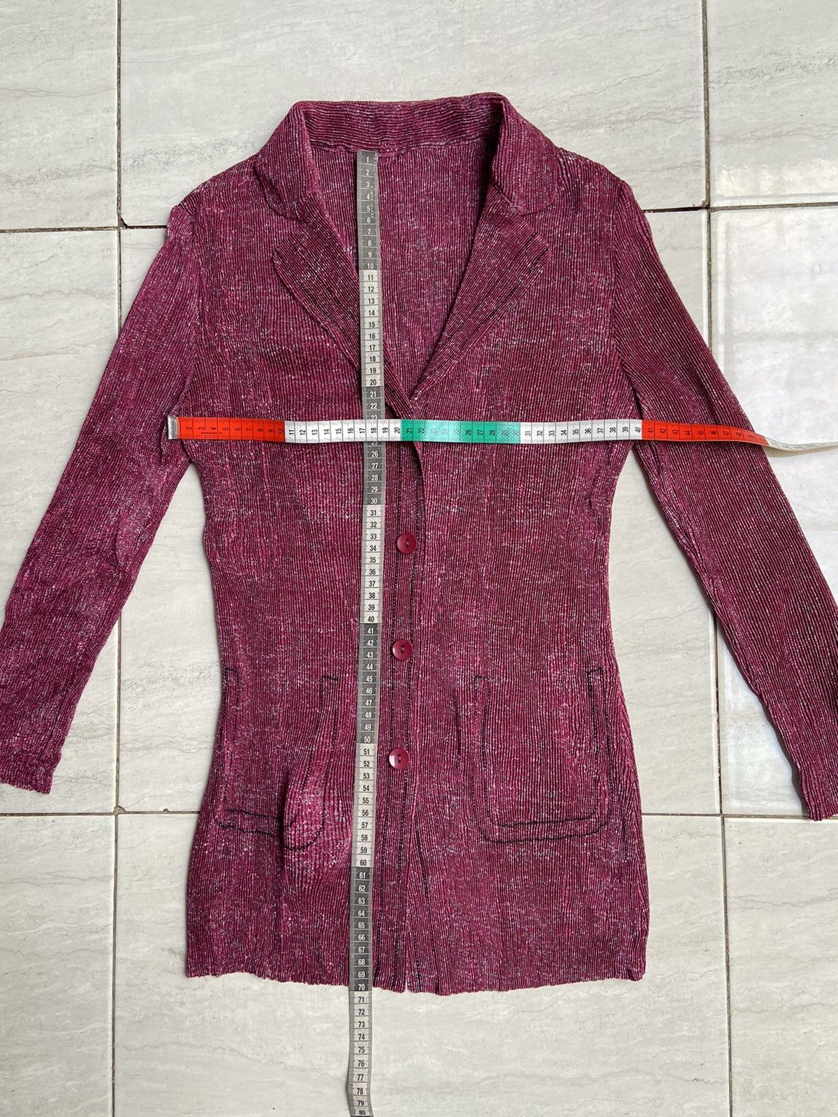 Designer × Japanese Brand COLLINEJARDIN Pink Pleats Blazers Size XS / US 0-2 / IT 36-38 - 12 Thumbnail