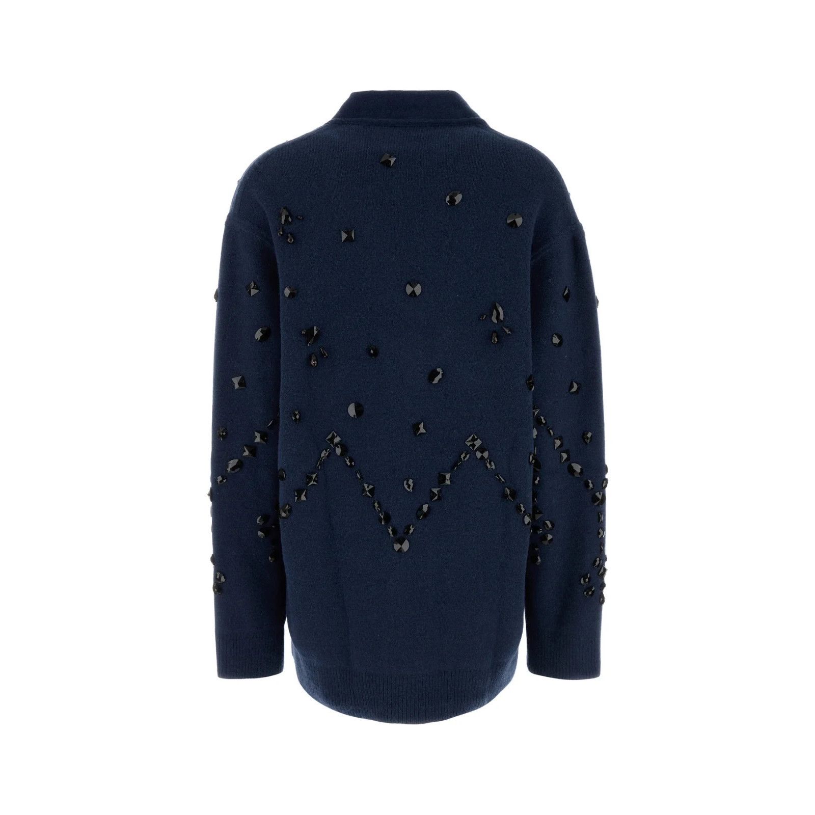 Alanui ALBERTA FERRETTI Navy Blue Wool Blend Oversize Cardigan New Size M / US 6-8 / IT 42-44 - 2 Thumbnail