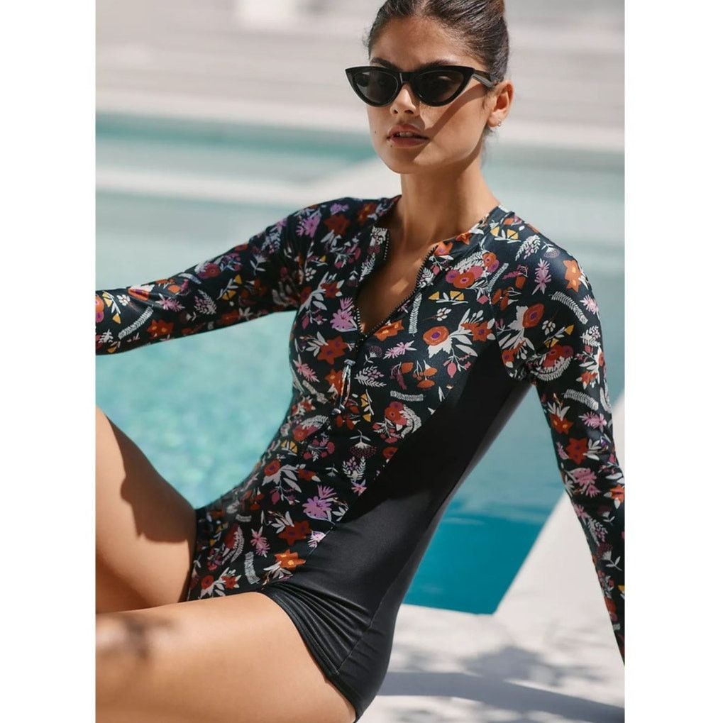 Anthropologie × Carolina K × Free People New Carolina K Reefline Rashguard One-piece Swimsuit $295 Size XS / US 0-2 / IT 36-38 - 1 Thumbnail