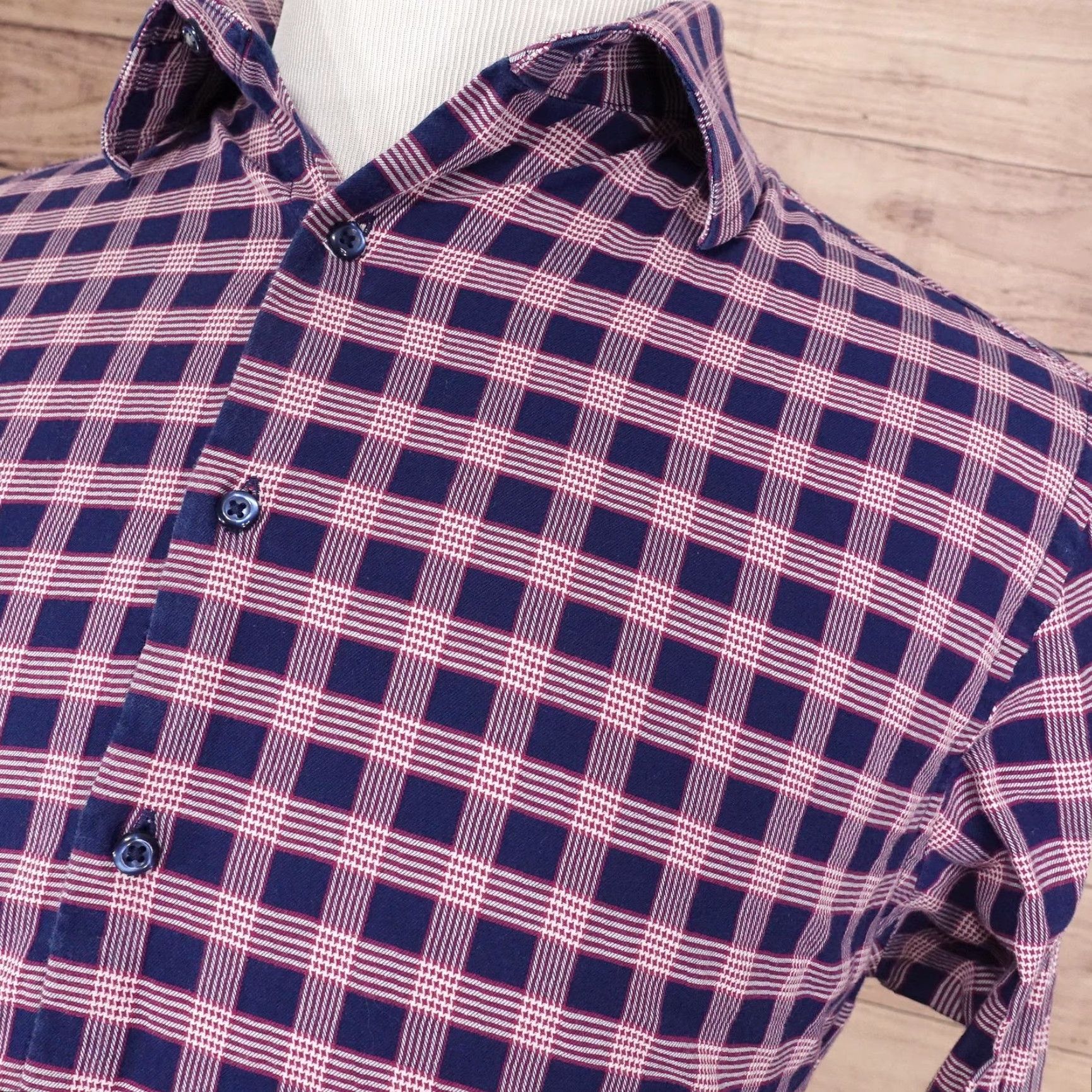 Ben Sherman Ben Sherman Slim Fit Dress Shirt Mens 16.5 Large Blue Pink Plaid Tailored Stretch Size US L / EU 52-54 / 3 - 2 Thumbnail