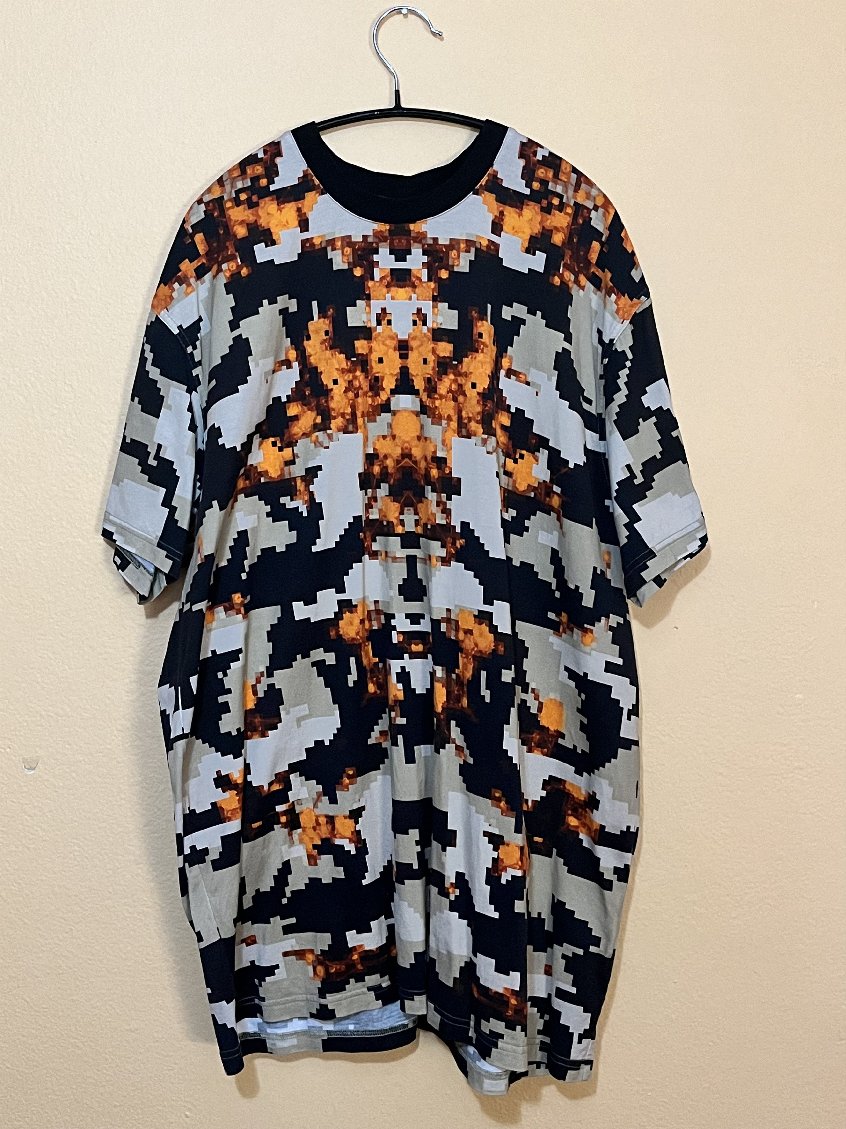 image of Givenchy Orange Pixel Camo Digital T-Shirt, Men's (Size Large)