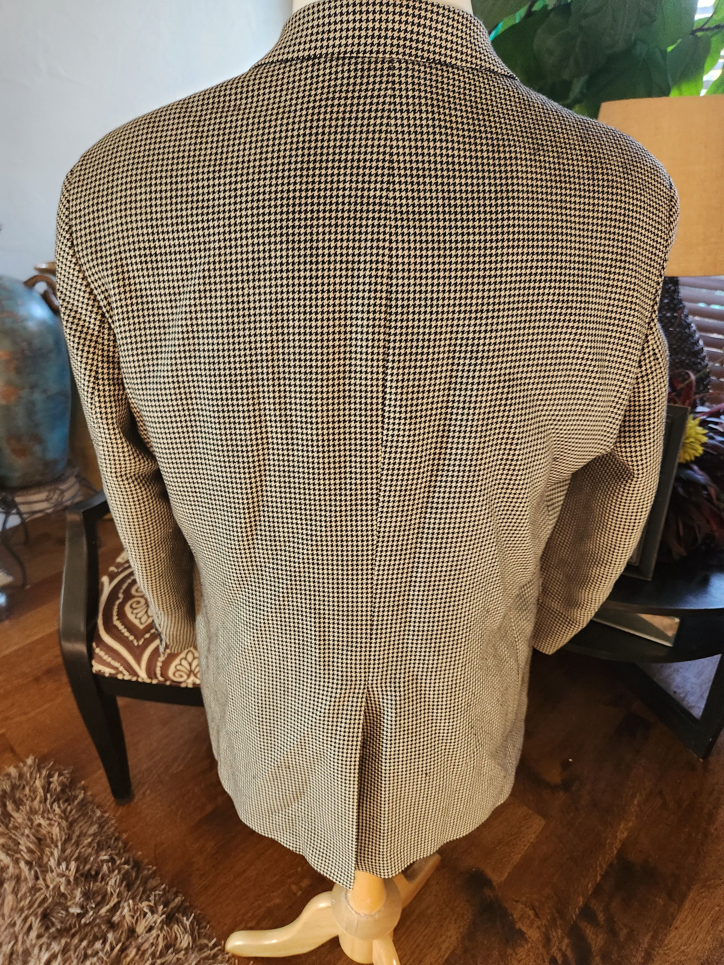 Chaps Ralph Lauren Vintage 100% Wool Men's Houndstooth Blazer Size 42R - 2 Thumbnail
