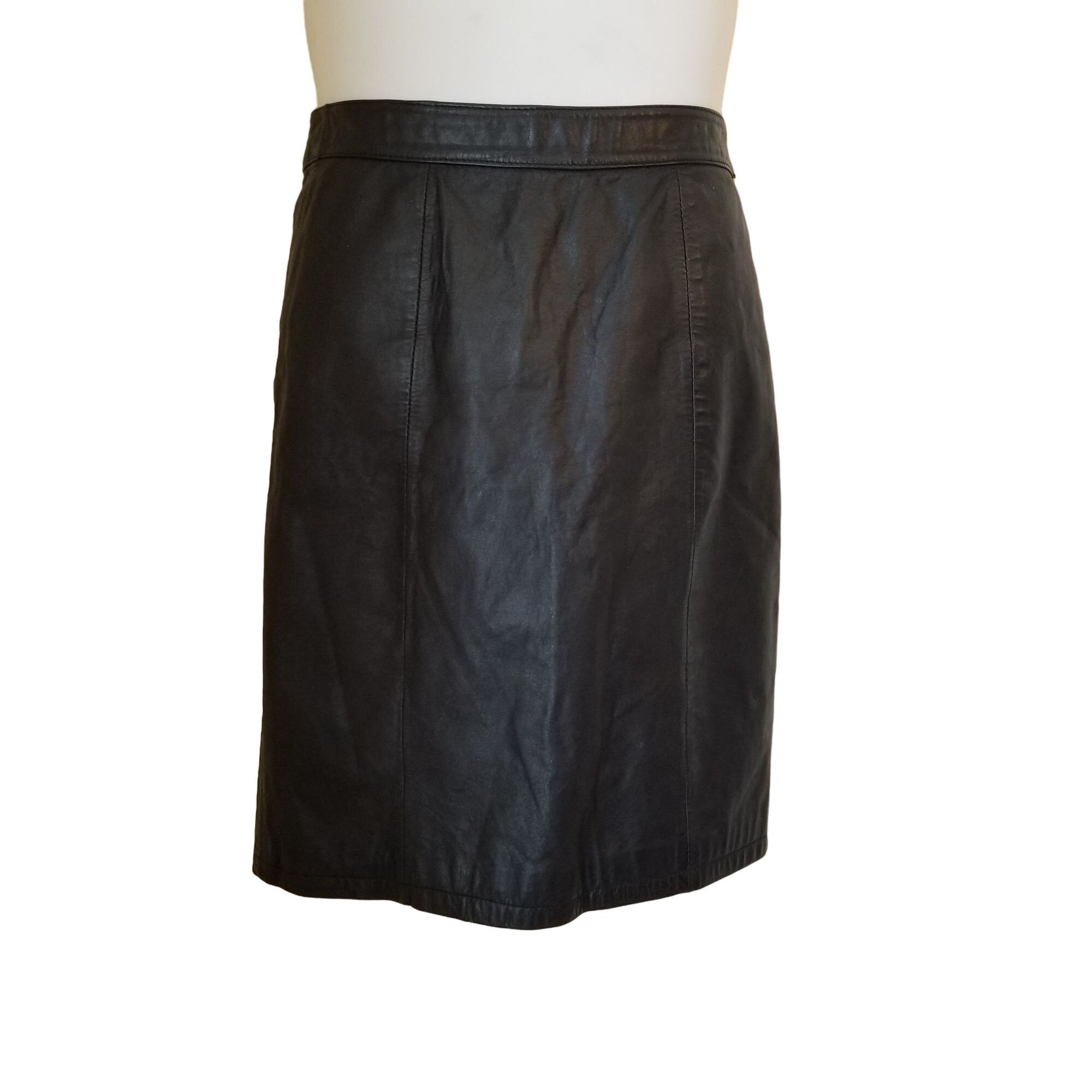 Other GIII Black Pencil Leather Skirt High Waisted Back Slit Goth Size 32" / US 10 / IT 46 - 1 Thumbnail