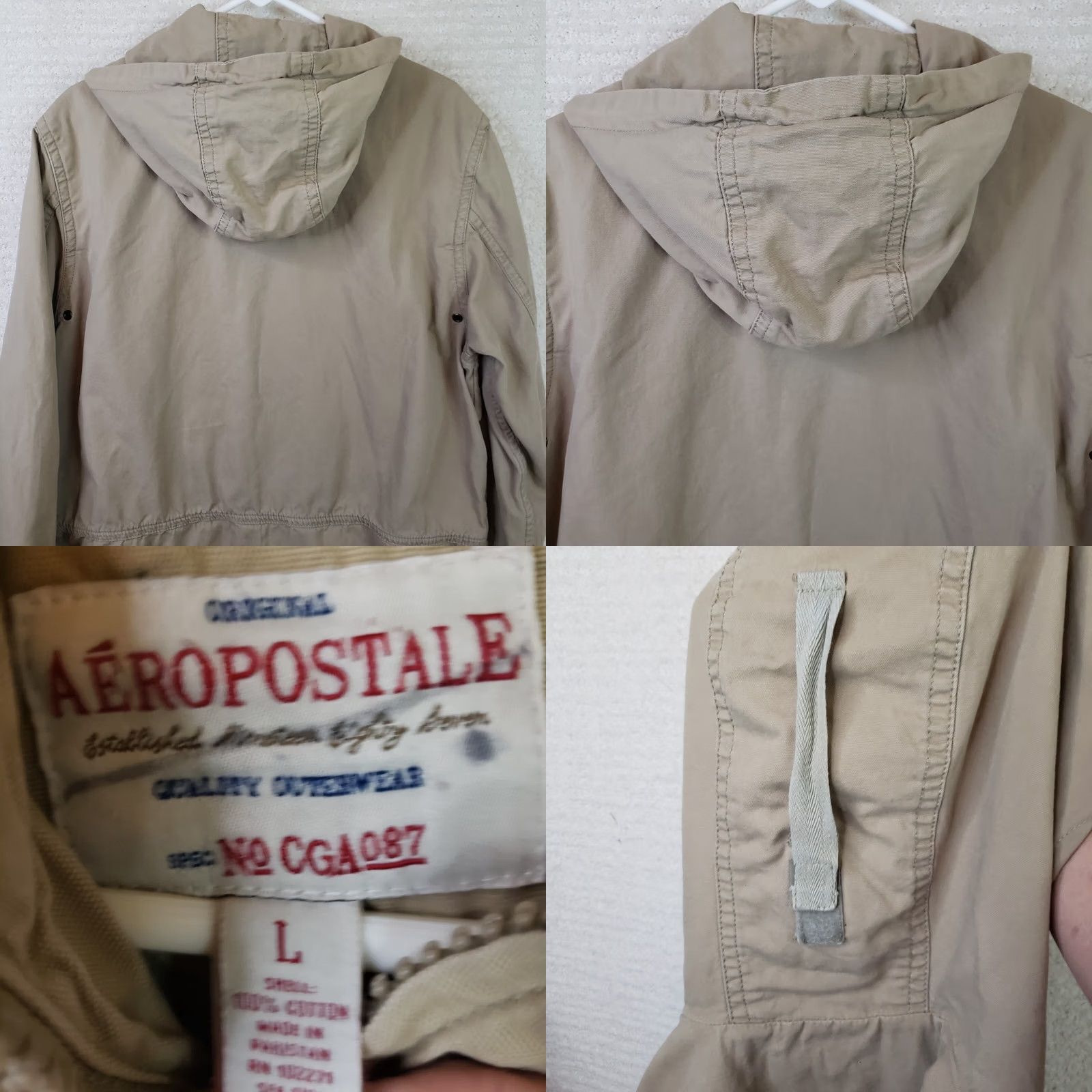 Vintage Aéropostale Men's L Beige Full Zip Canvas Jacket Outdoor Coat Unlined Size US L / EU 52-54 / 3 - 8 Thumbnail