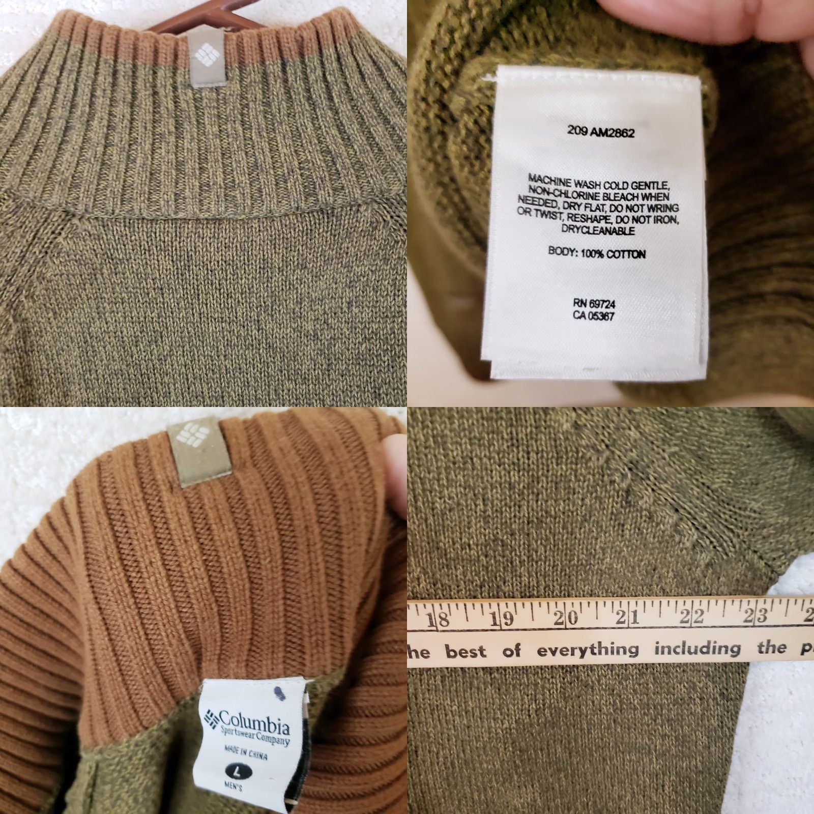 Olive Columbia Mens Size L Olive Green 1/4 Zip Pullover Sweater Knit Outdoors Mens L Olive Green Pullover Sweater Knit Outdoorsman 90s Retro Outdoor Size US L / EU 52-54 / 3 - 9 Thumbnail