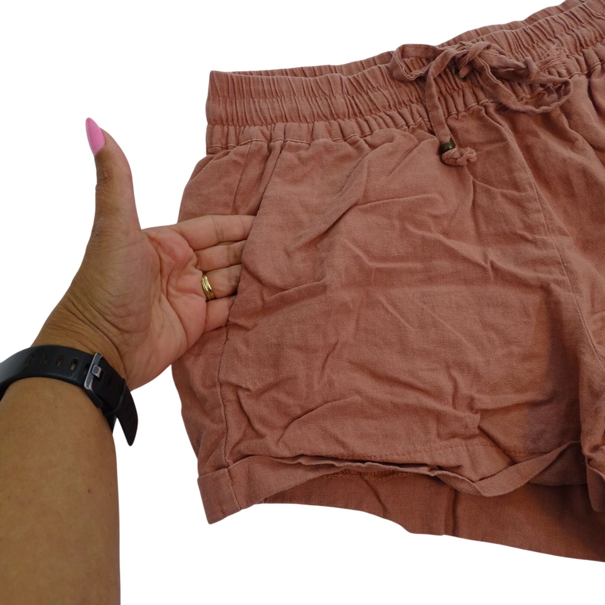 Other Love Tree Women Pink Linen Blend Shorts Size L Casual Summer Size 30" / US 8 / IT 44 - 2 Thumbnail