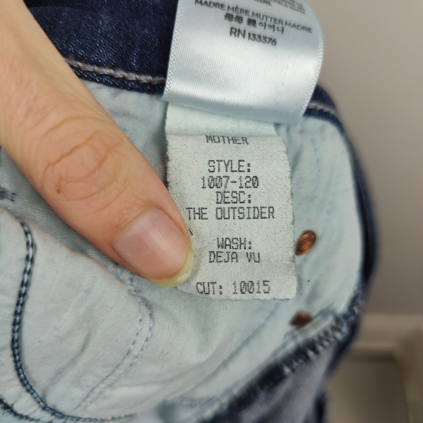 MOTHER Mother The Outside Jeans Womens 25 Deja Vu Dark Wash Size 25" / US 0 / IT 36 - 9 Thumbnail