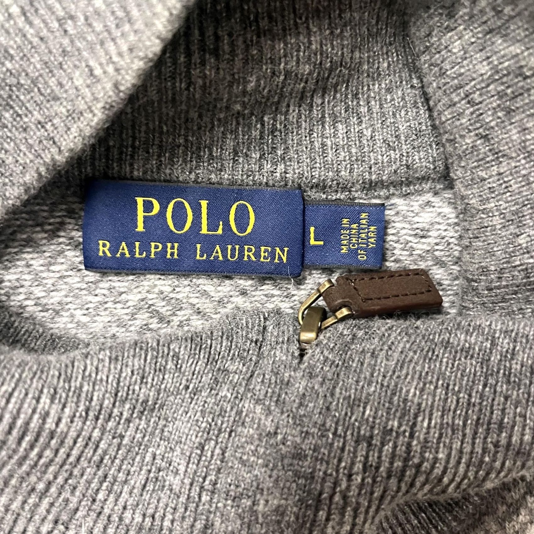 Polo Ralph Lauren Polo Ralph Lauren Sweater Mens Large Gray 1/4 Zip Mock Neck Wool Herringbone Size US L / EU 52-54 / 3 - 3 Thumbnail