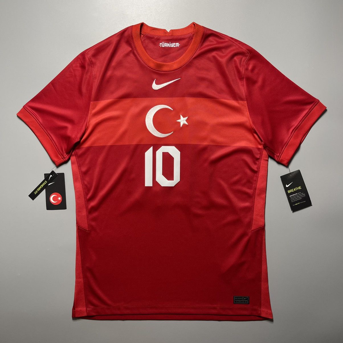 Nike × Vintage NWT TURKEY NIKE 2020 FOOTBALL AWAY JERSEY #10 CALHANOGLU Size US M / EU 48-50 / 2 - 2 Thumbnail