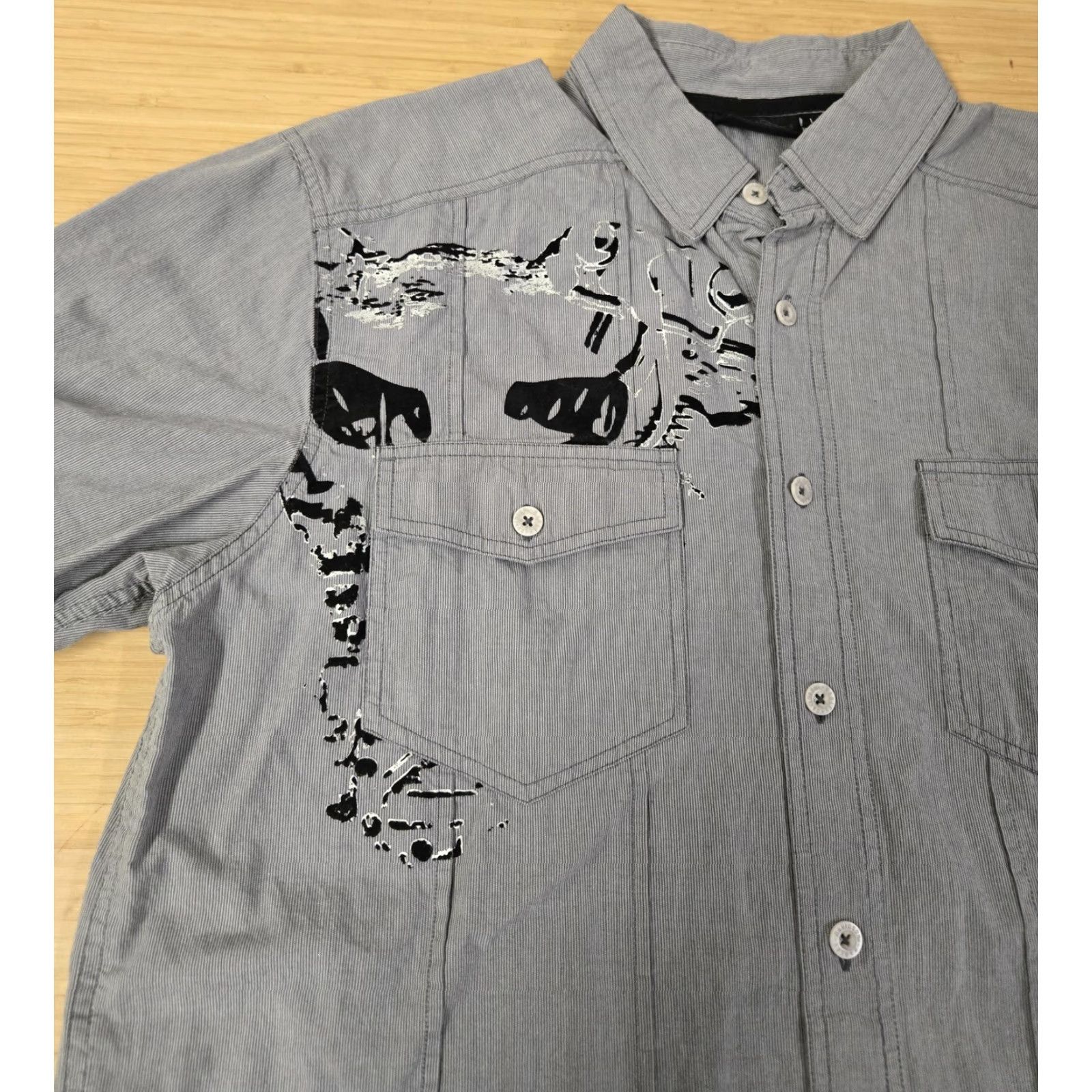 Harley Davidson Harley-Davidson Shirt Mens Large Gray Button Up Skull Graphic Biker Motorcycle Size US L / EU 52-54 / 3 - 2 Thumbnail