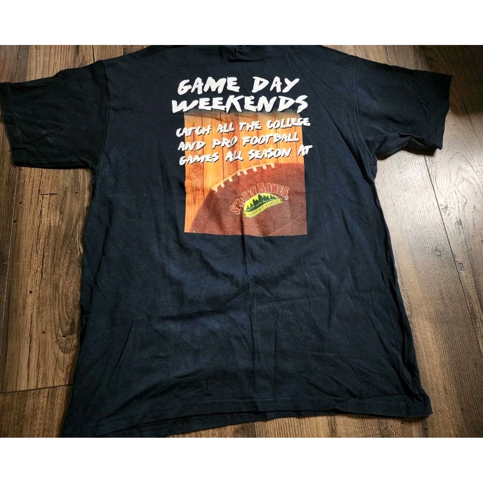 Gildan Mens L Smokey Bones College Gameday Block Party T Shirt Double Sided Distressed Black Cotton Gildan Crew Neck Short Sleeve Mens Size US L / EU 52-54 / 3 - 2 Thumbnail