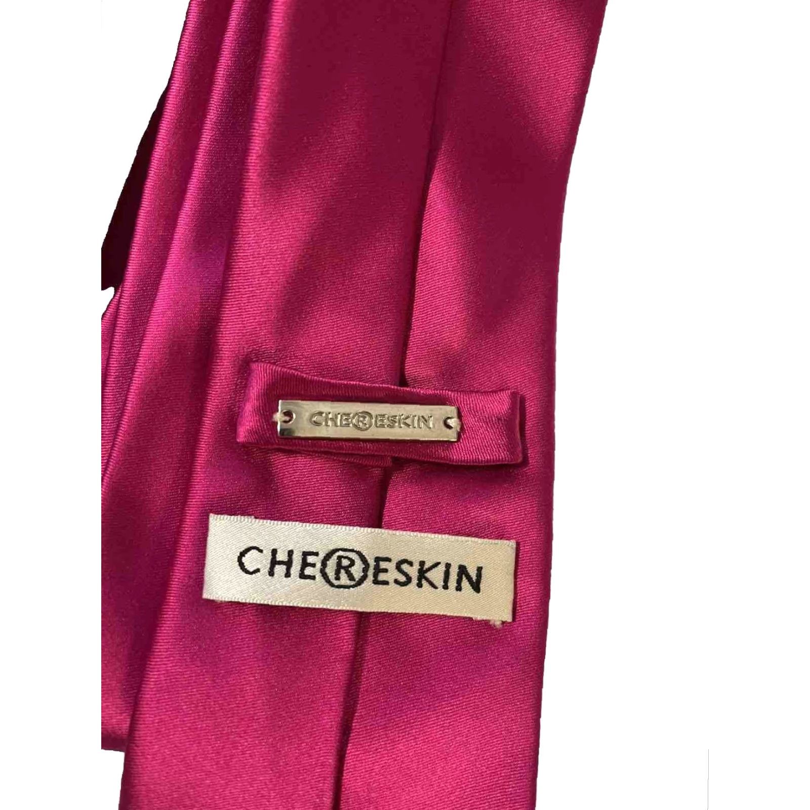 Pinko VINTAGE Chereskin Tie 3 1/8” x 61” Satin Silk Hot Pink Squares Men Adult Size ONE SIZE - 2 Thumbnail