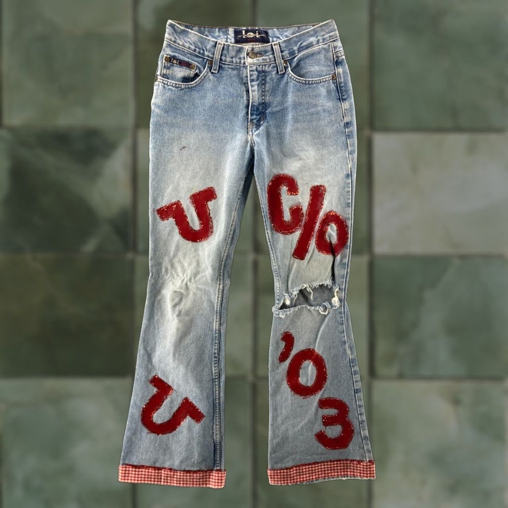Vintage VINTAGE LEI Jeans Women 26 Blue Low Rise Bootcut Glitter Denim 90s Womens Size 26" / US 2 / IT 38 - 1 Thumbnail