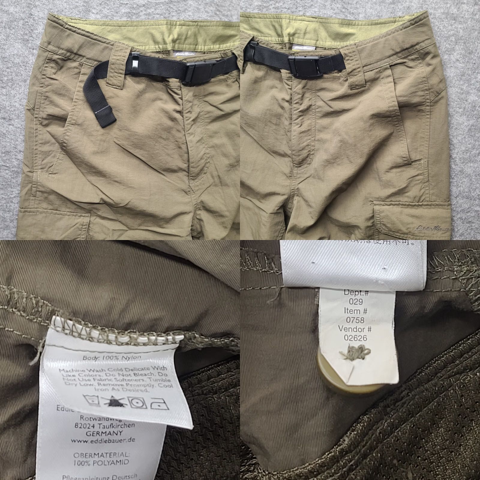 Eddie Bauer Eddie Bauer Travex Shorts Mens 32 Regular Fit Cargo Travel Lightweight Outdoors Cargo Pocket Pockets Green Nylon 32 Mens Size US 32 / EU 48 - 8 Thumbnail