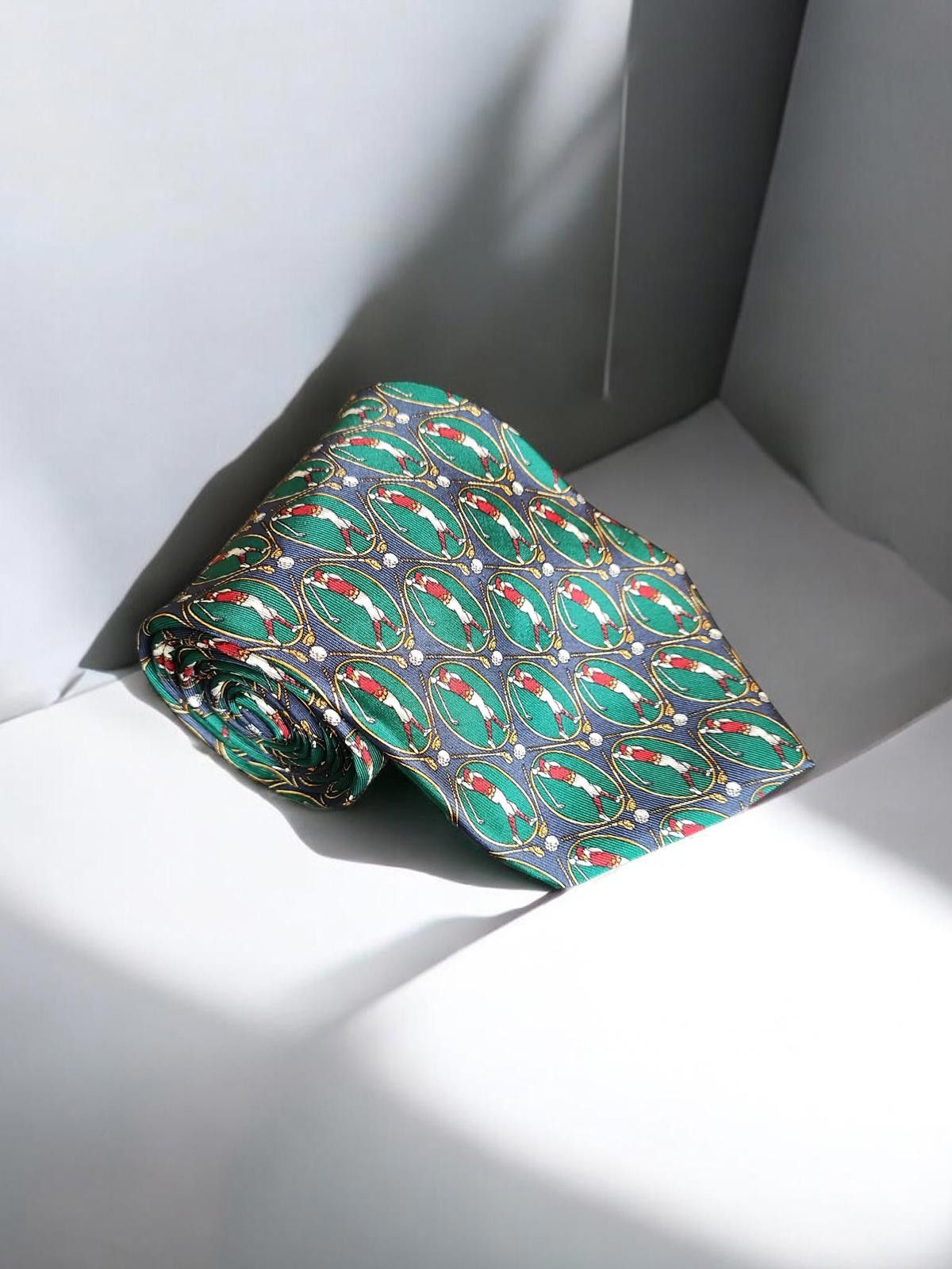 Tommy Hilfiger Tommy Hilfiger 100% Italian Silk Golfer Patterned Tie Size ONE SIZE - 2 Thumbnail