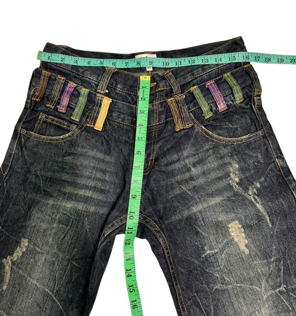 Japanese Brand ⚡️⚡️Distressed Japanese Nylaus Double Waist Jeans Size US 32 / EU 48 - 15 Thumbnail