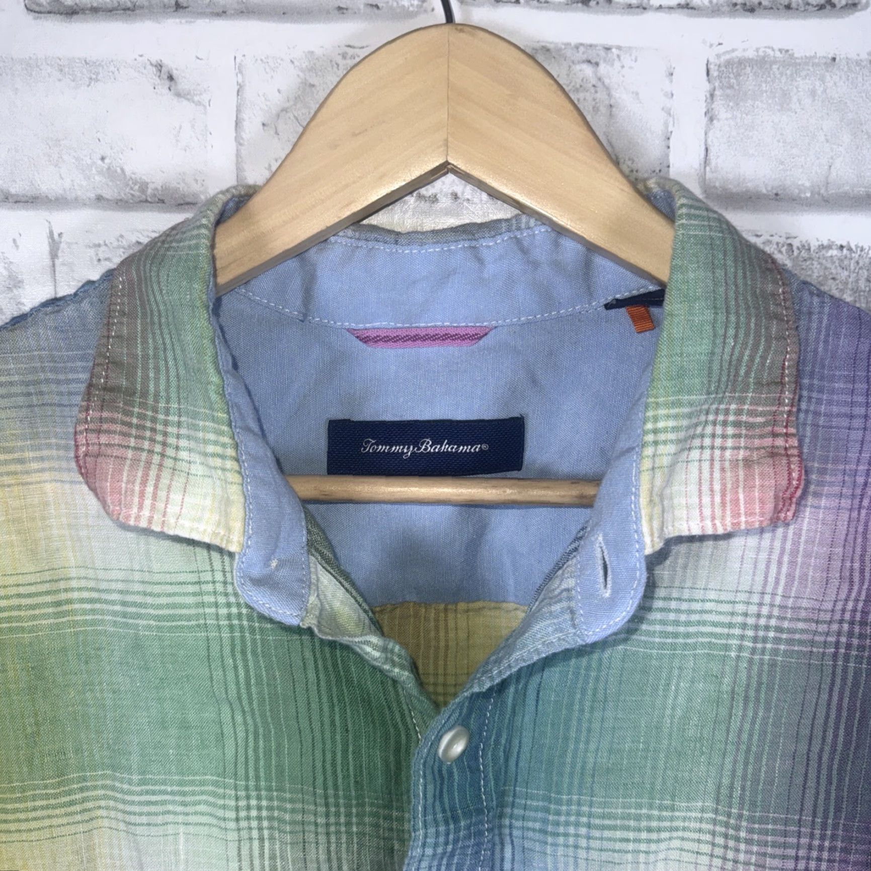 Tommy Bahama Tommy Bahama Shirt Mens Size L Linen Multicolor Plaid Button-Up Short Sleeve Size US L / EU 52-54 / 3 - 2 Thumbnail