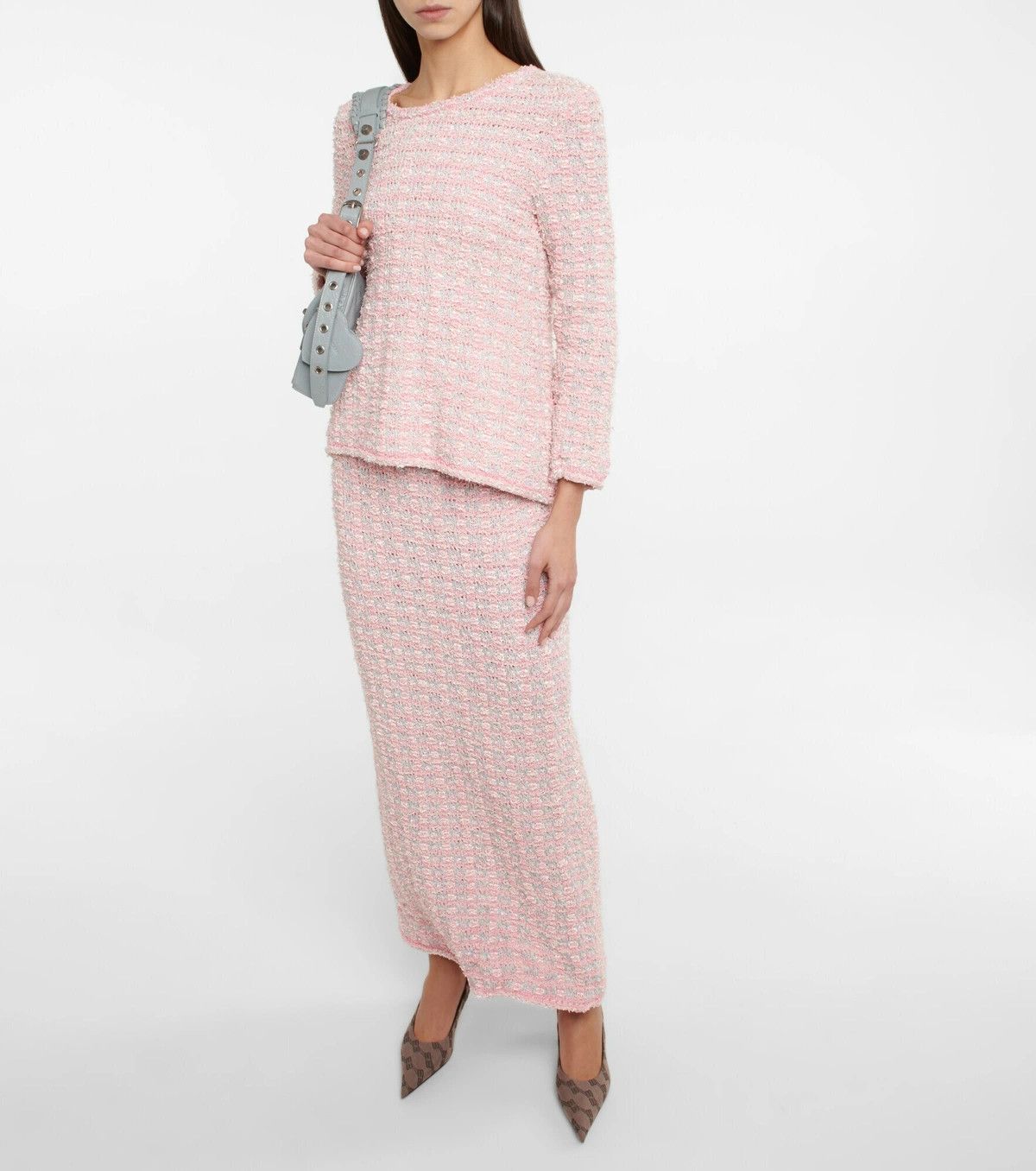 Balenciaga o1y0625 Midi Skirt in Pink Size 26" / US 2 / IT 38 - 4 Thumbnail