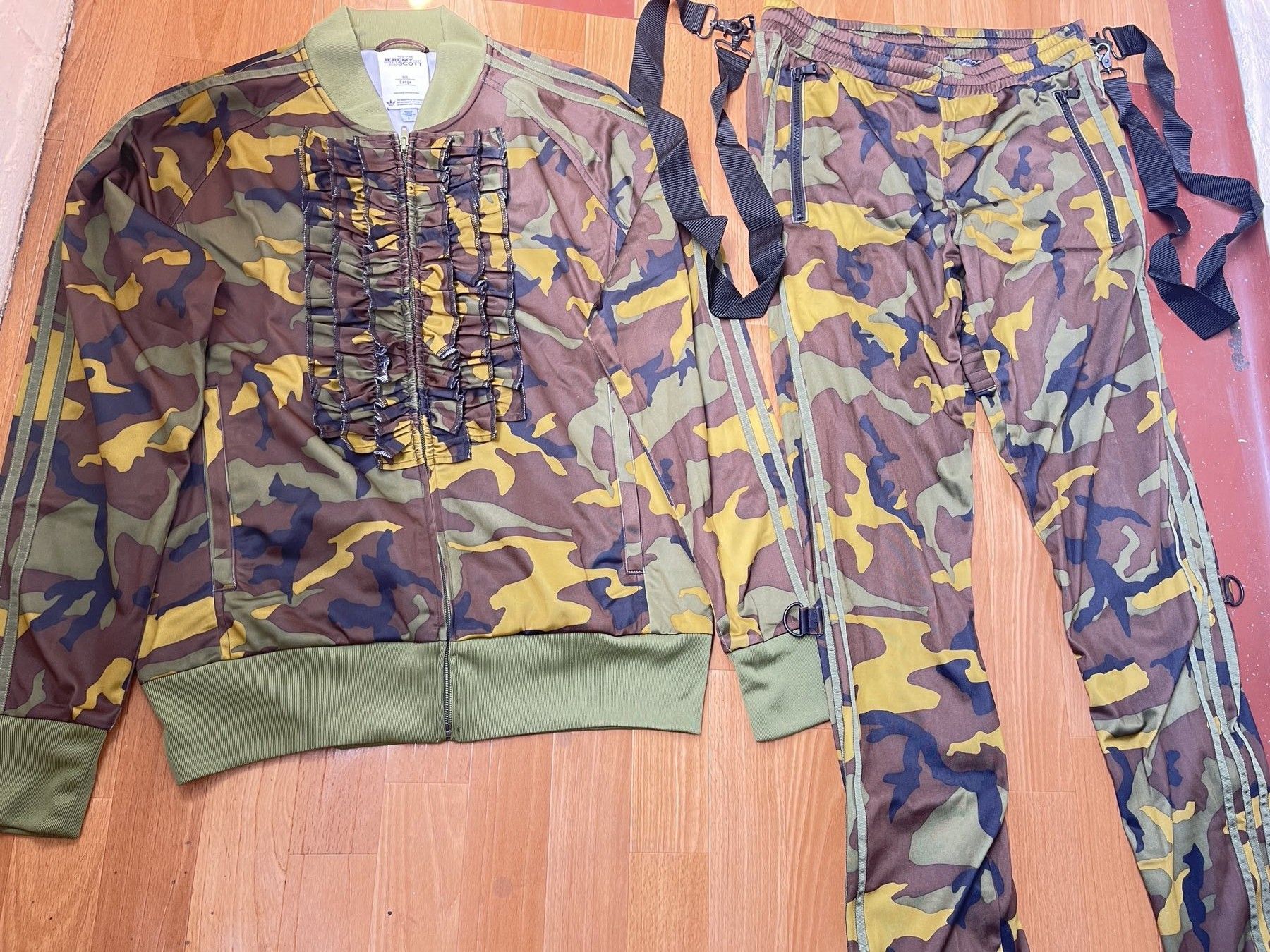 Adidas × Jeremy Scott Adidas Jeremy Scott Tracksuit Camo tuxedo Ruffle Bontage set Size US L / EU 52-54 / 3 - 9 Thumbnail
