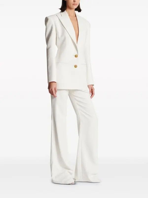 Balmain o1s1wg110825 Single Breasted 2 Button Blazer in White Size L / US 10 / IT 46 - 3 Thumbnail