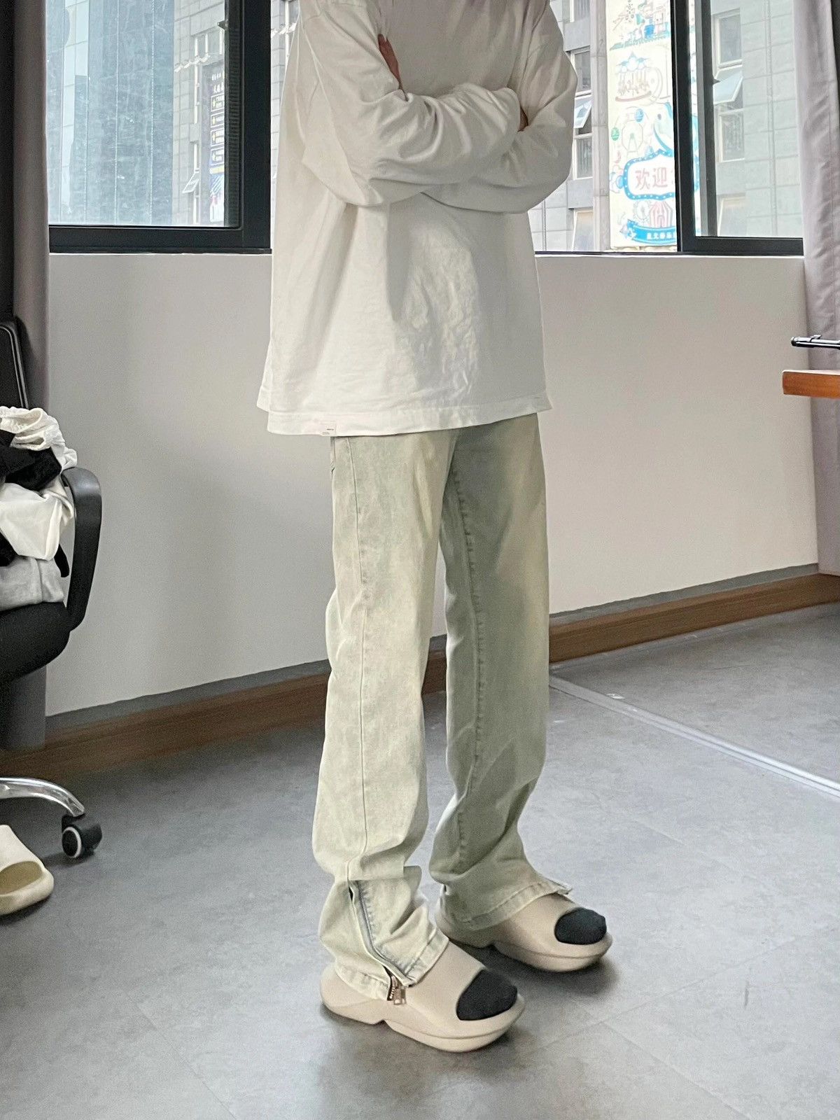 Japanese Brand × Vintage Streetwear retro y2k jeans distressed plain trousers 90’s Size US 30 / EU 46 - 7 Thumbnail