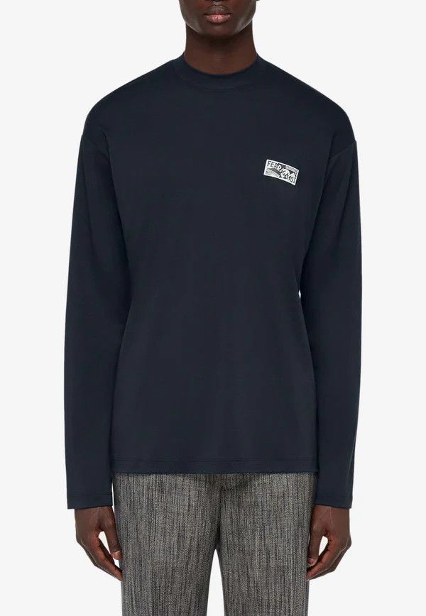 Salvatore Ferragamo o1s1rm0126 Long Sleeve T-Shirt in Blue Size US XL / EU 56 / 4 - 2 Thumbnail