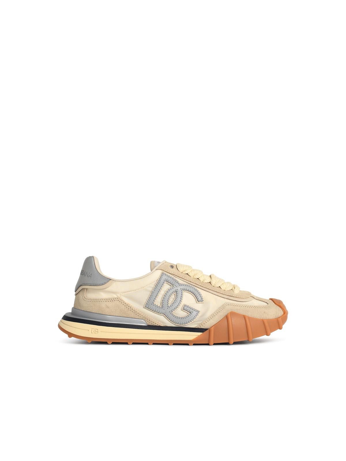 Dolce & Gabbana DOLCE & GABBANA 'Dg Athletic' Beige Fabric And Leather Sneakers Size US 7 / IT 37 - 1 Thumbnail