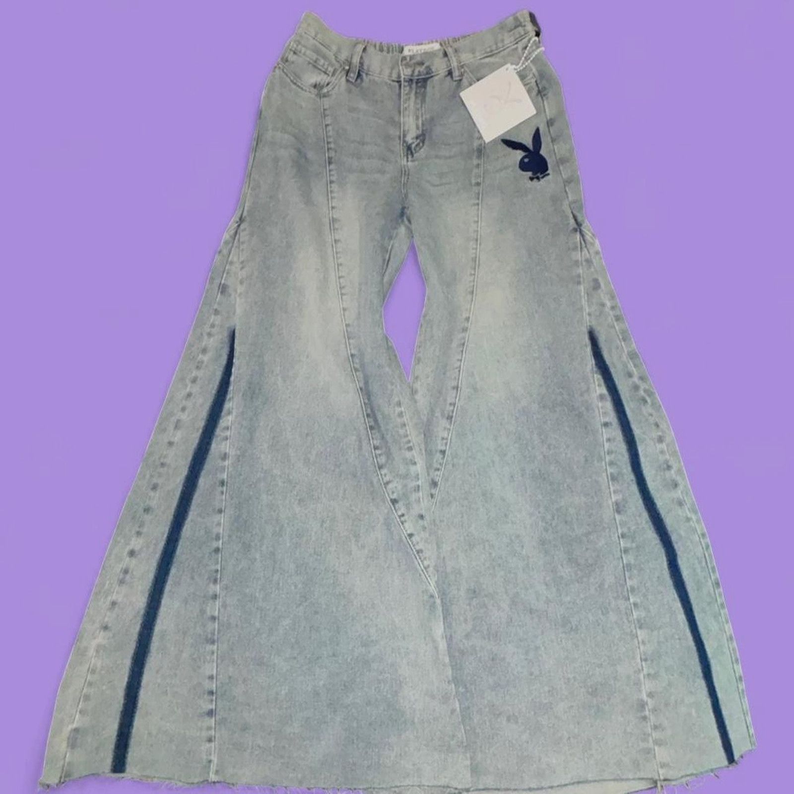 Playboy PLAYBOY SUPER FLARE BAGGY ELASTIC BACK BUNNY LOGO DENIM JEAN Size 28" / US 6 / IT 42 - 1 Thumbnail