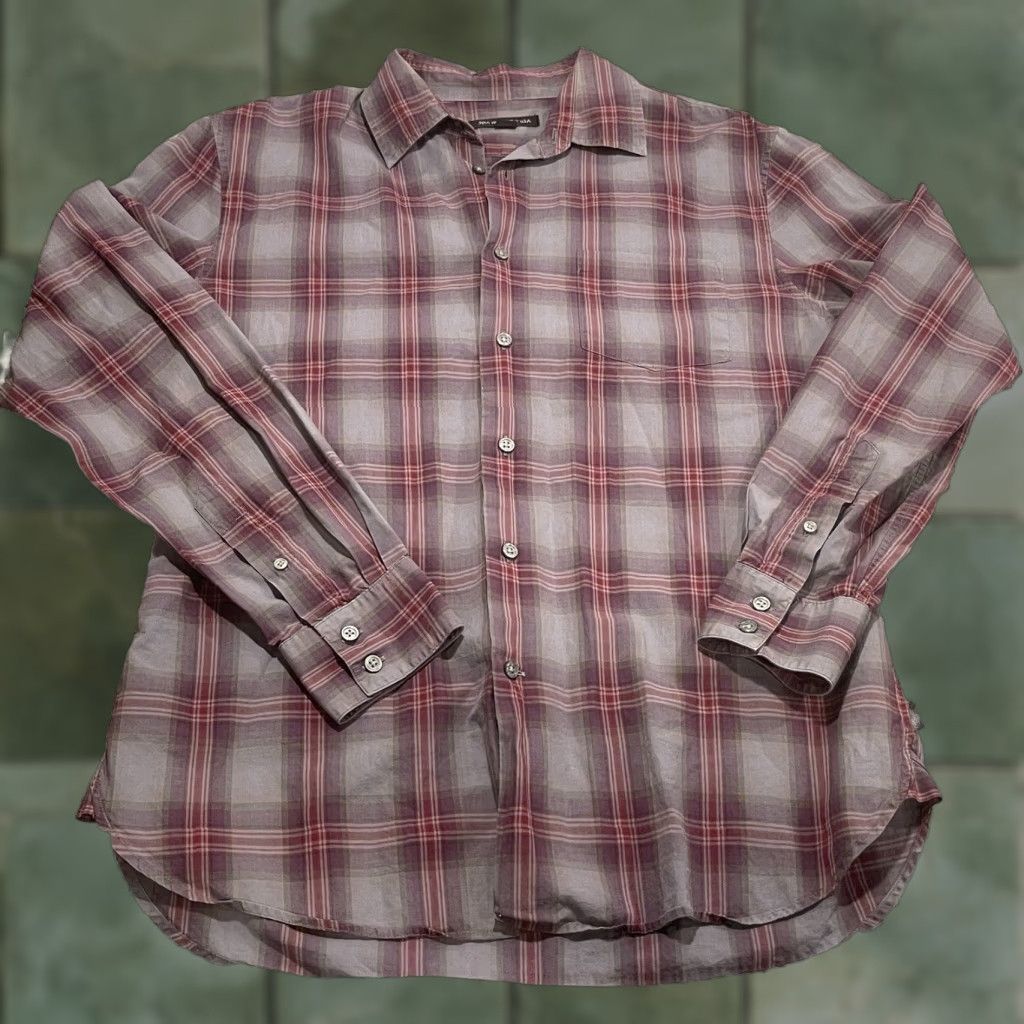 John Varvatos John Varvatos Shirt Red Plaid Button-Up Long Sleeve Mens Medium Size US M / EU 48-50 / 2 - 1 Thumbnail