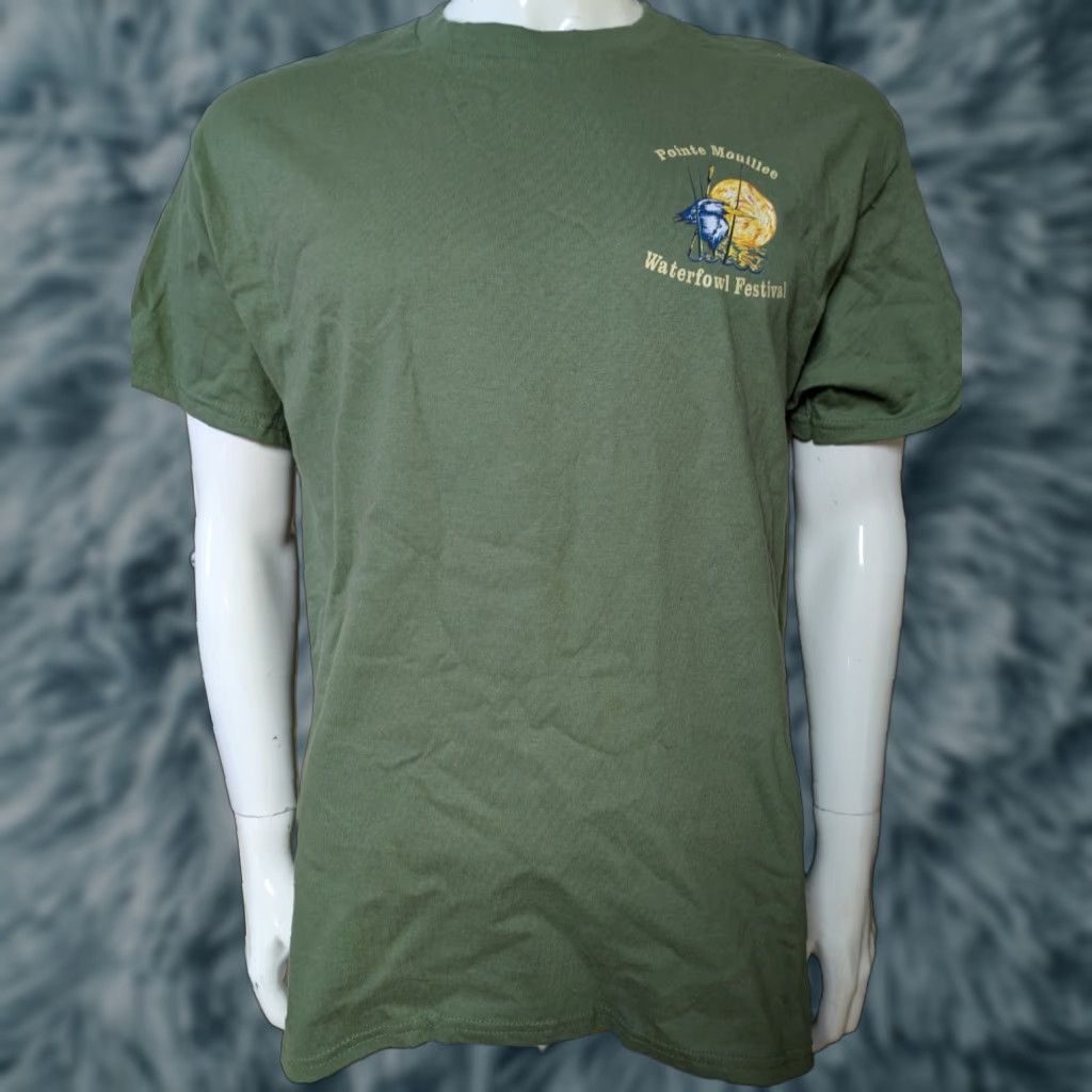 Gildan Pointe Mouillee Waterfowl Festival T Shirt Gildan Large Men Green Detroit River MI Birds Animals Nature Outdoor Crew Neck Short Sleeve Cotton Size US L / EU 52-54 / 3 - 1 Thumbnail