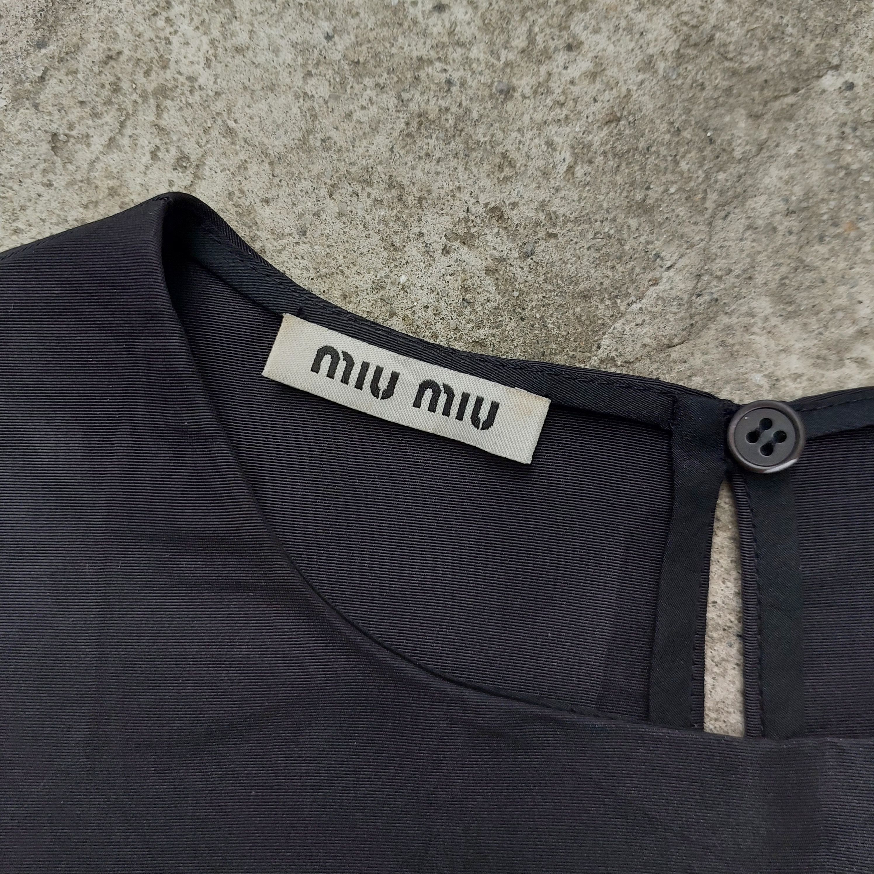 Miu Miu Miu Miu - Black Crumpled - Midi Dress Size XS / US 0-2 / IT 36-38 - 3 Thumbnail