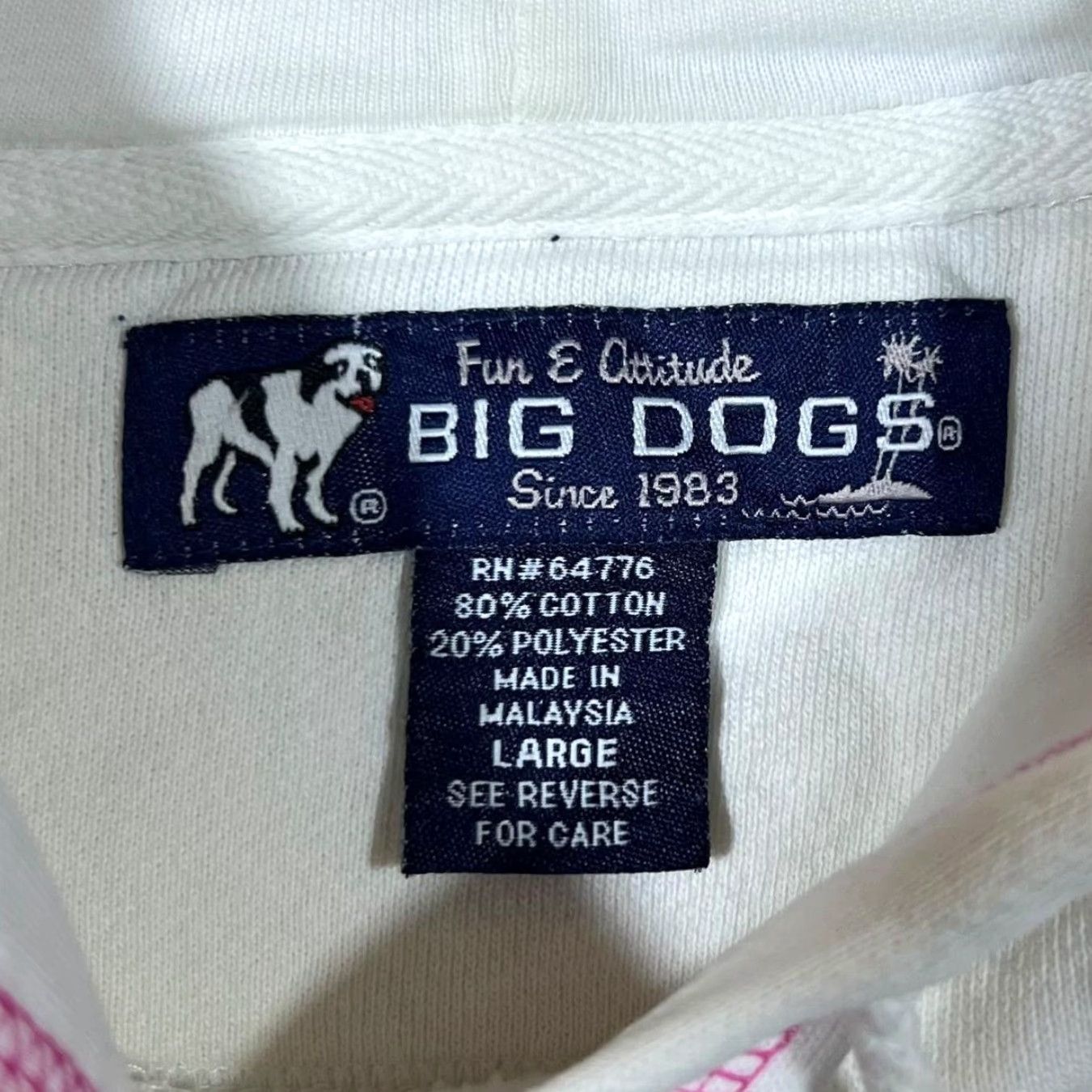 Big Dogs Big Dogs Embroidered Spellout White Pink Pullover Hoodie L Mens Size US L / EU 52-54 / 3 - 6 Thumbnail