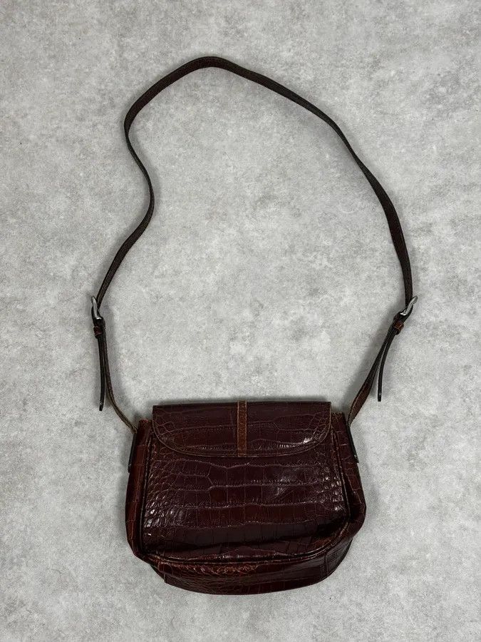 Armani Collezioni AW2011 Armani Brown Crocodile Effect Leather Shoulder Bag Size ONE SIZE - 4 Thumbnail