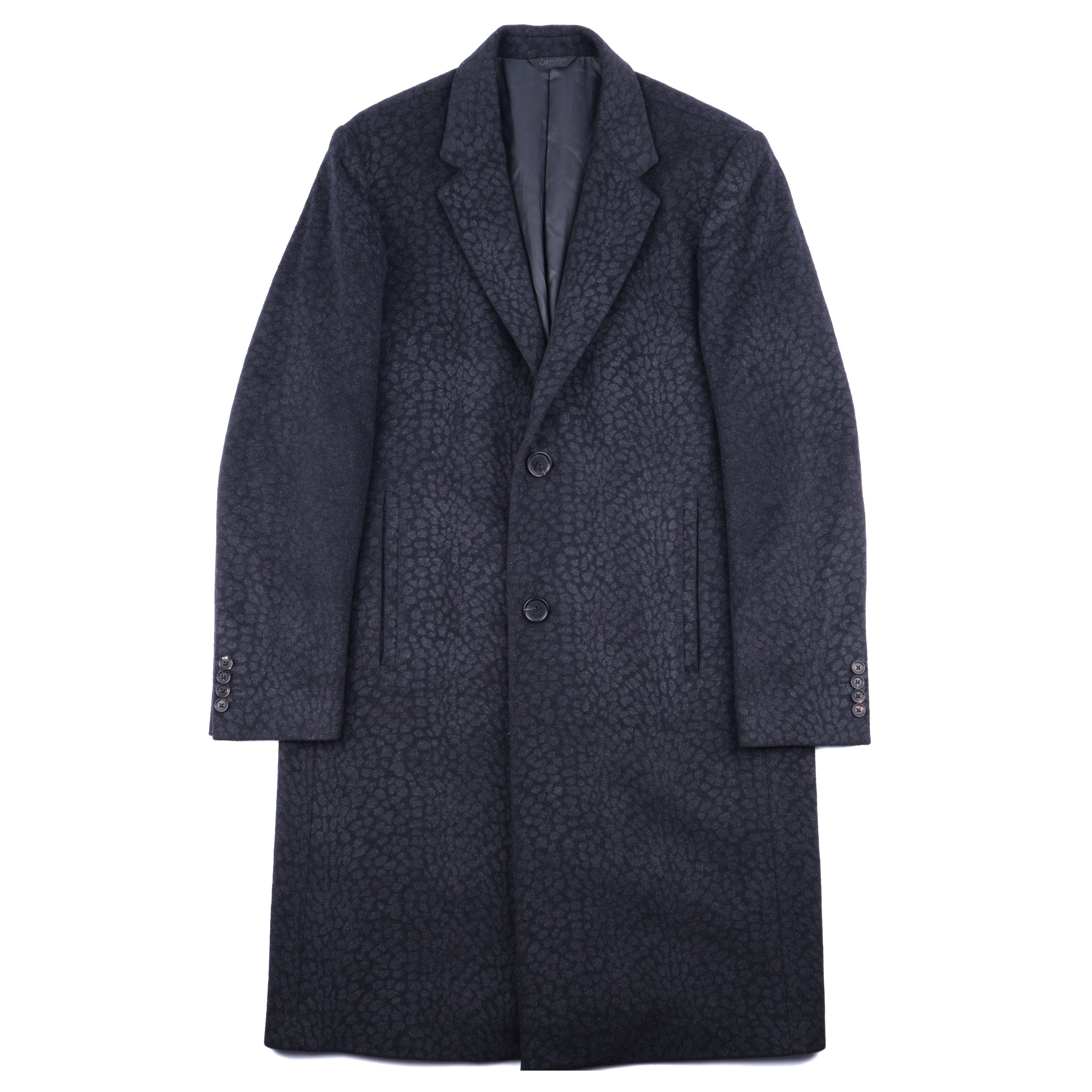image of Calvin Klein 205W39Nyc Calvin Klein Collection Printed Trompe L'oeil Wool Jacket in Grey (Size Medi