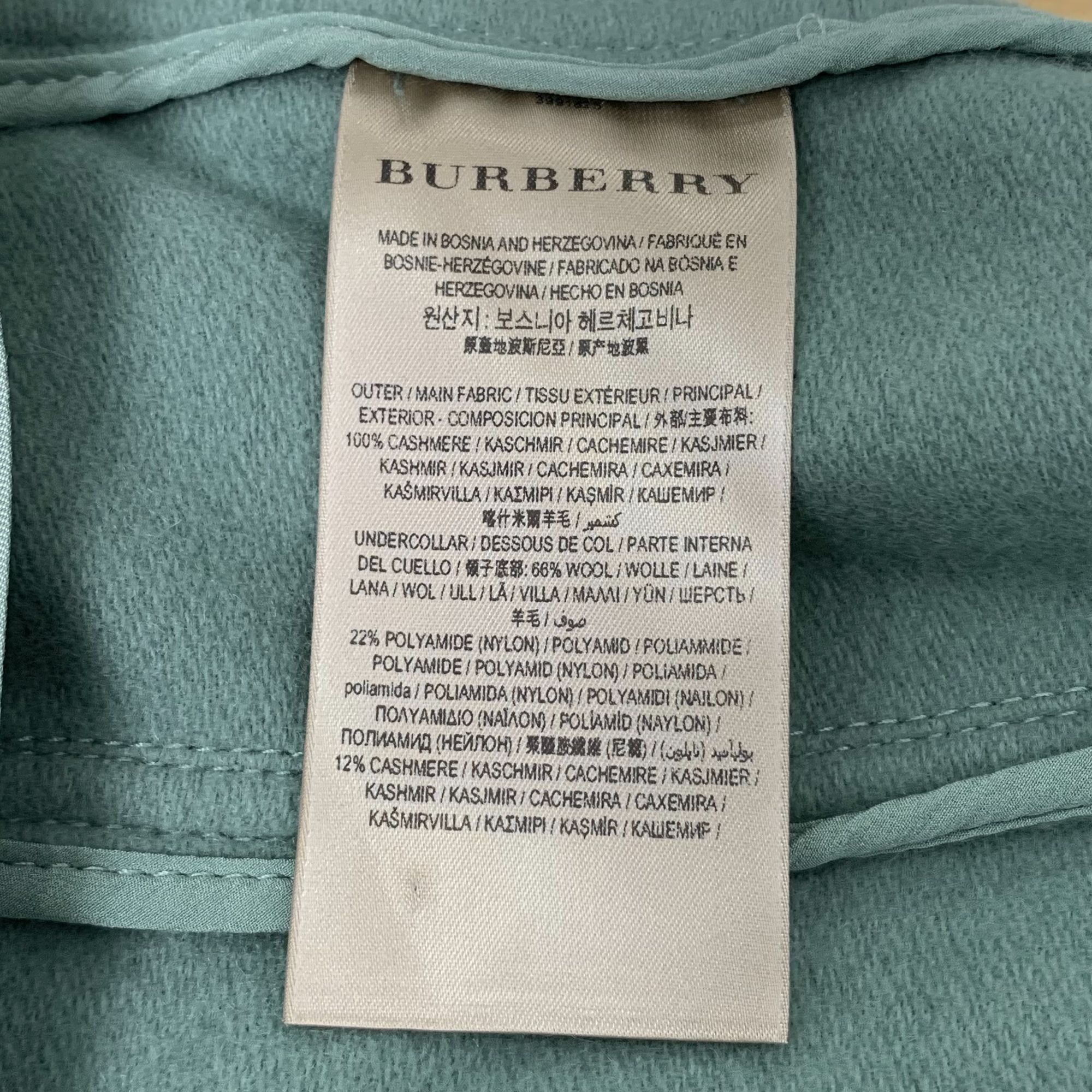 Burberry Burberry Green Cashmere Belted Coat (Size 38) Size XS / US 0-2 / IT 36-38 - 3 Thumbnail