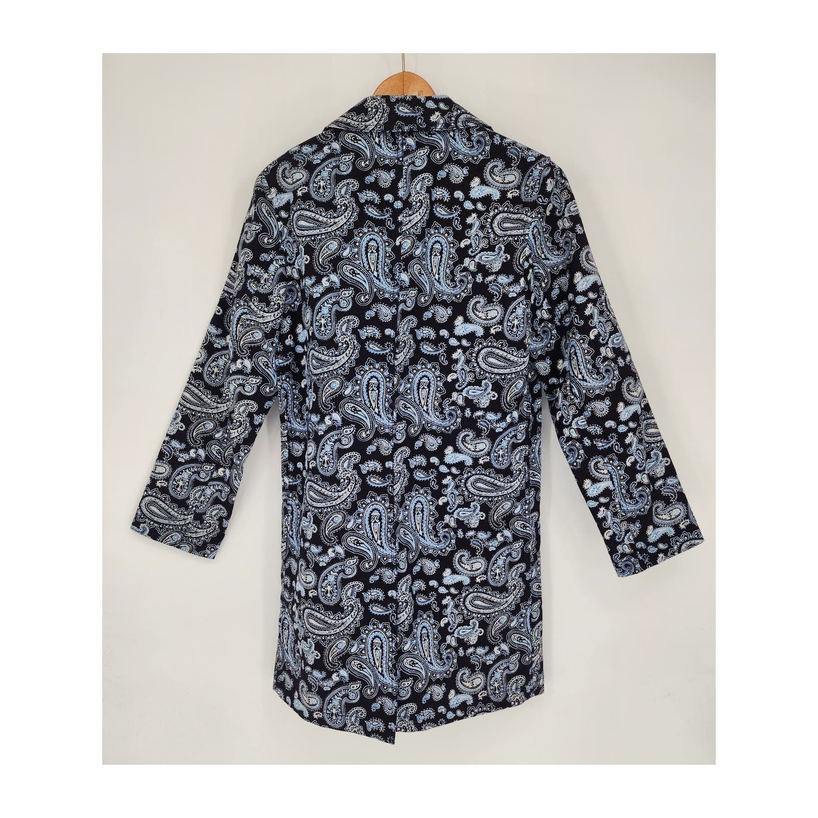 Michael Kors Michael Kors Navy Blue Paisley Dress Trench Coat Size Small Size S / US 4 / IT 40 - 2 Thumbnail