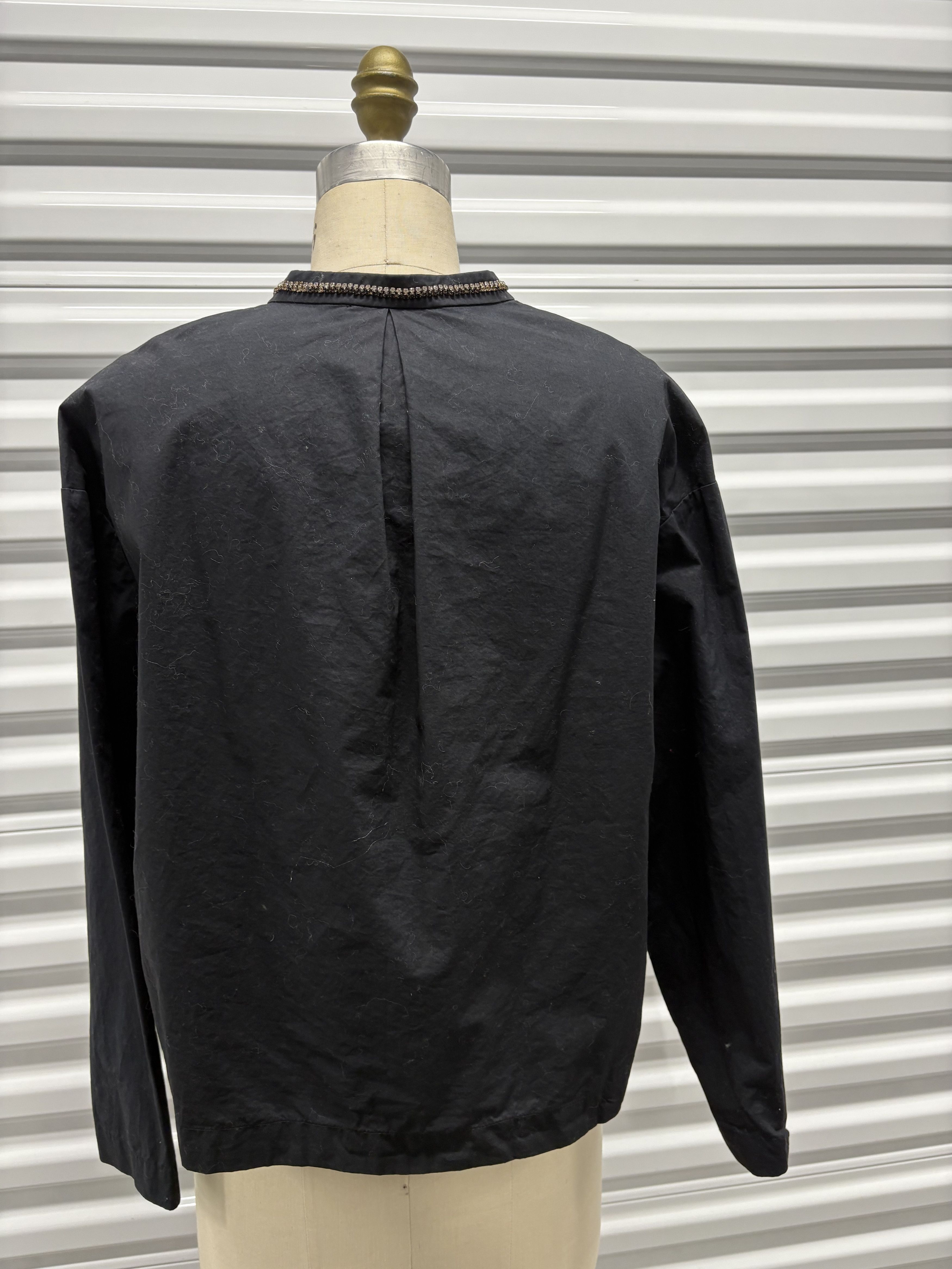 Maje Maje Black Cotton Blouse with Rhinestone necklace Size S / US 4 / IT 40 - 4 Thumbnail