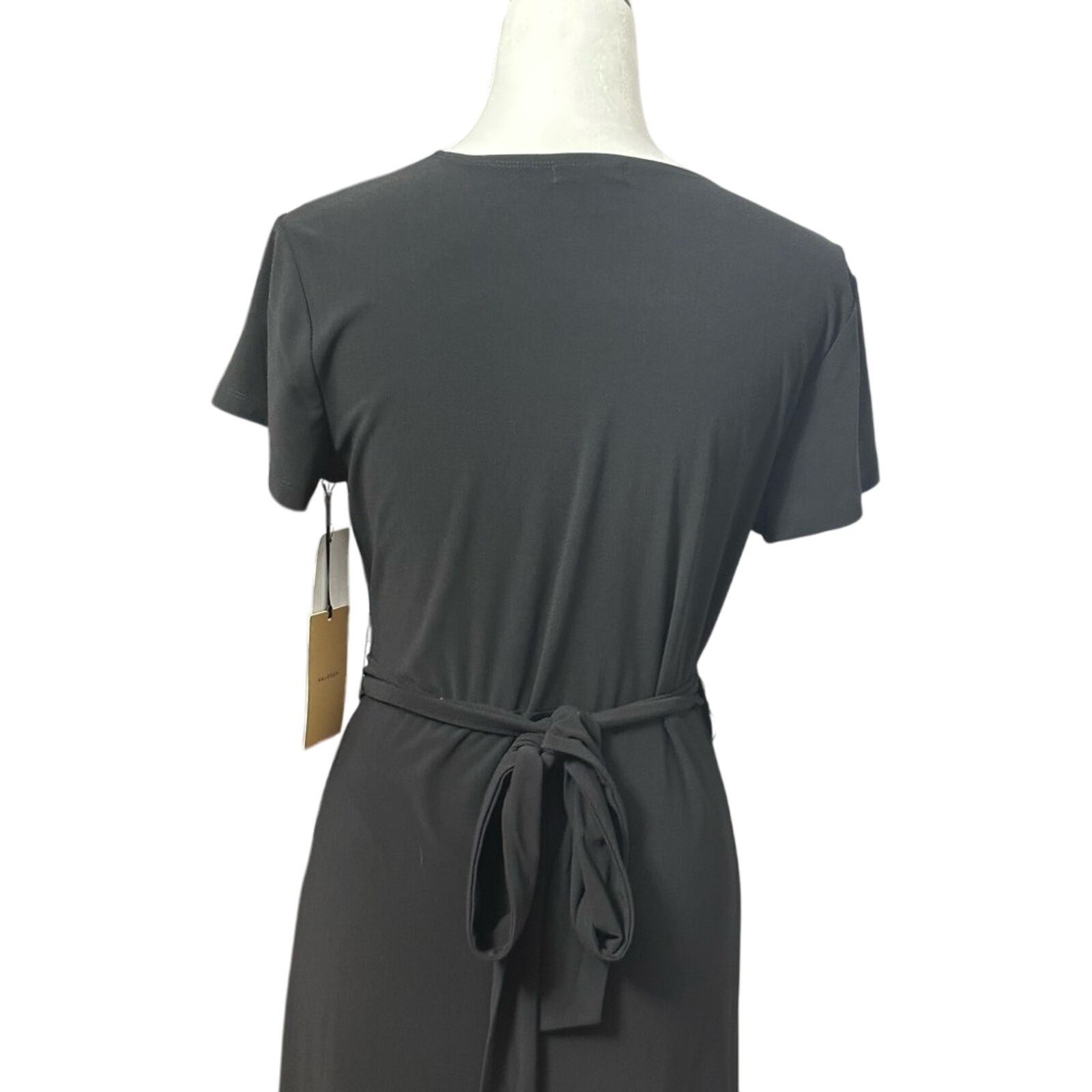 Other Halogen Belted Wrap Dress Midi Short Sleeves Black S NWT Size S / US 4 / IT 40 - 6 Thumbnail
