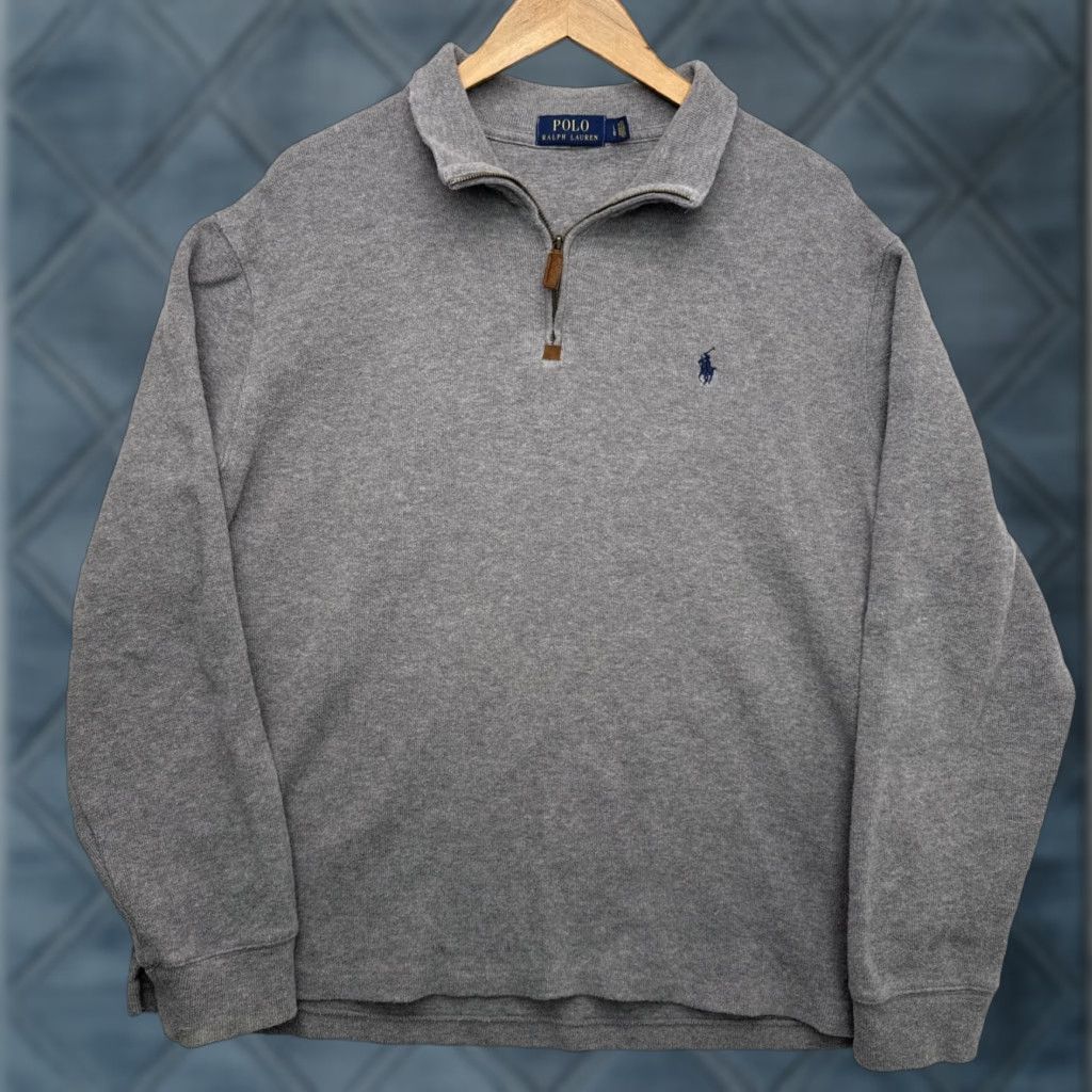 Polo Ralph Lauren Polo Ralph Lauren Mens Sweater 1/4-Zip Gray L 100% Cotton Size US L / EU 52-54 / 3 - 1 Thumbnail