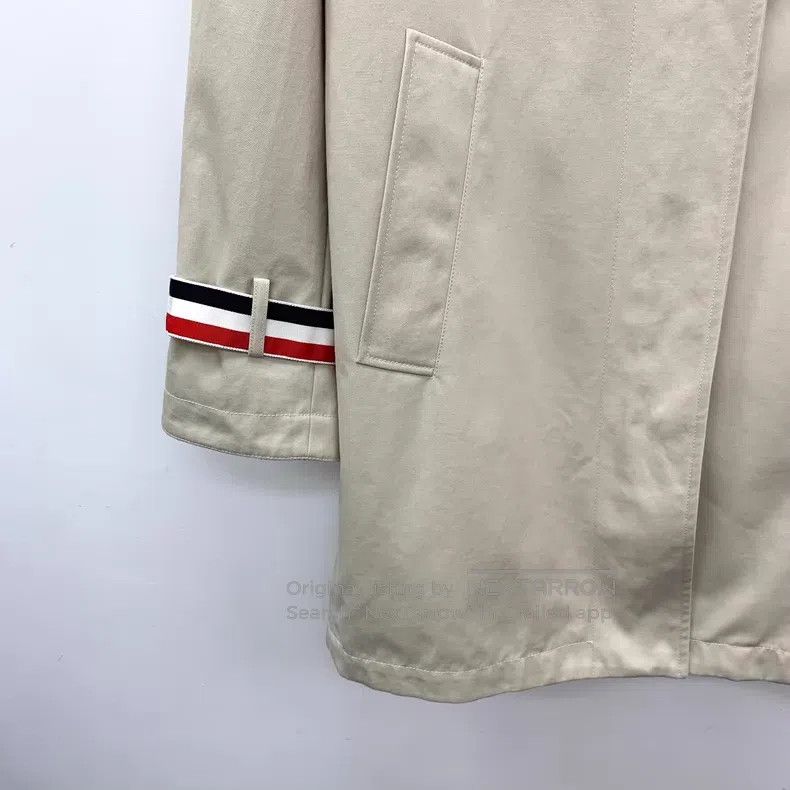 Thom Browne Thom Browne Khaki Striped Sleeve Patch Hooded Long Sleeve Size XS / US 0-2 / IT 36-38 - 4 Thumbnail
