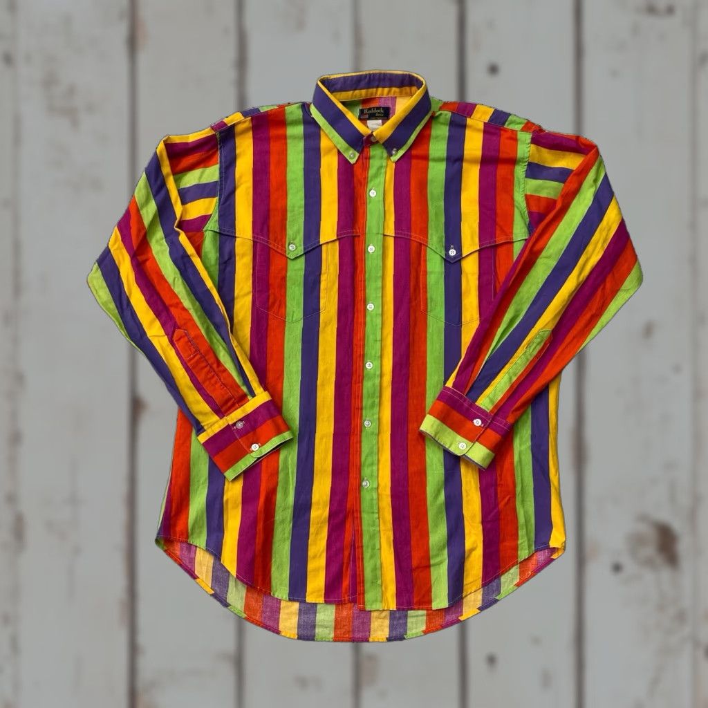 Vintage VINTAGE Ruddock Bros Western Brushpopper Striped Shirt XL Men’s Button-Up Size US XL / EU 56 / 4 - 1 Thumbnail