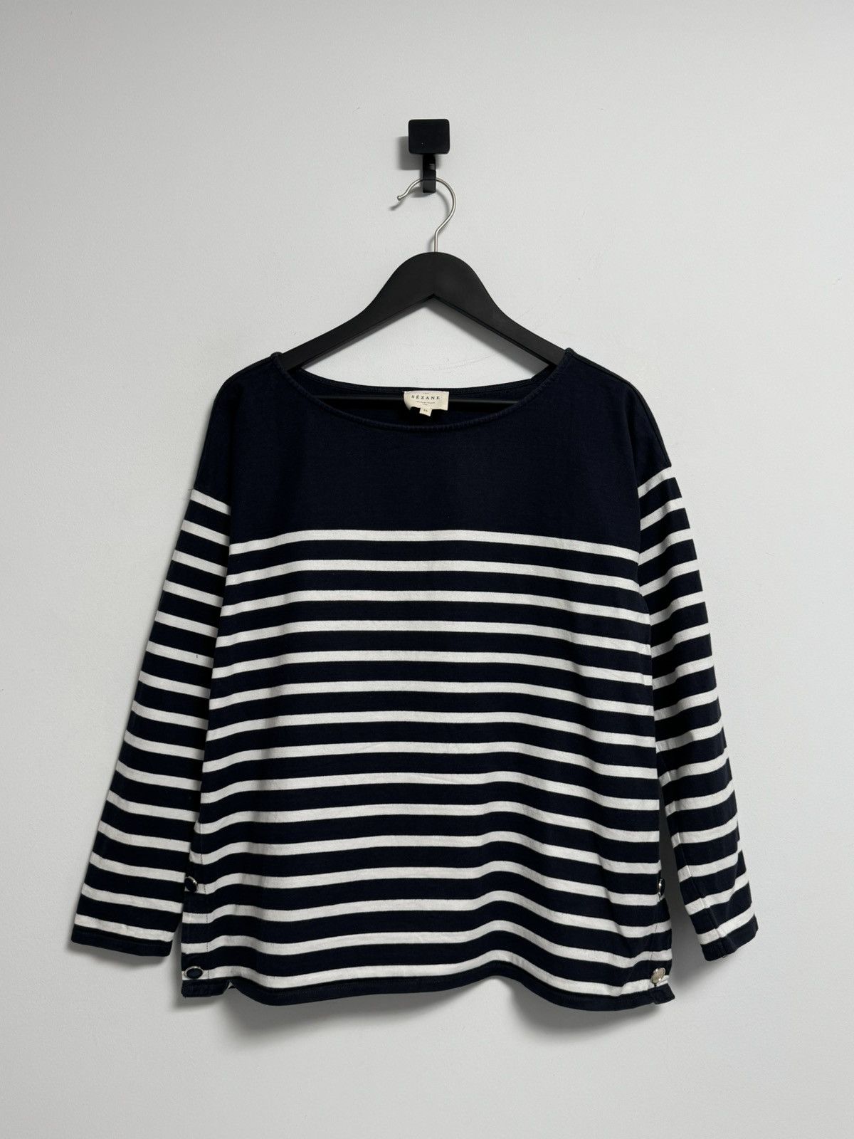 Sezane Sezane Women Long Sleeve Navy Blue Striped Organic T-shirt Size XL / US 12-14 / IT 48-50 - 1 Thumbnail