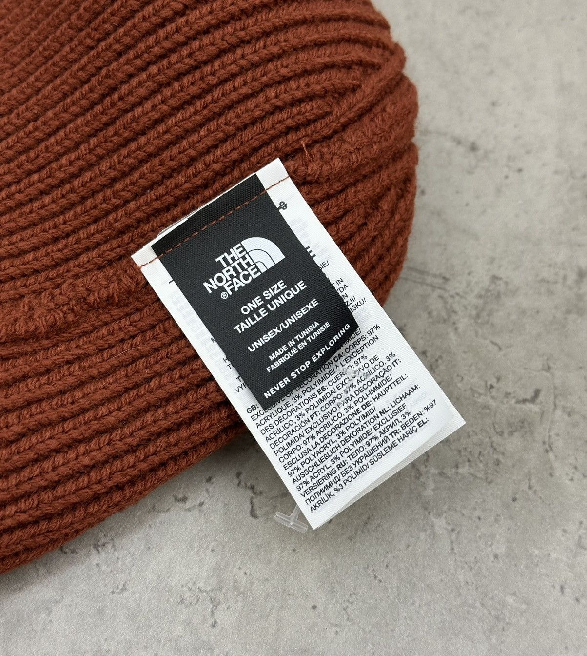 The North Face The North Face Ribbed Knit Beanie Hat Burnt Orange Pom Pom Size ONE SIZE - 6 Thumbnail